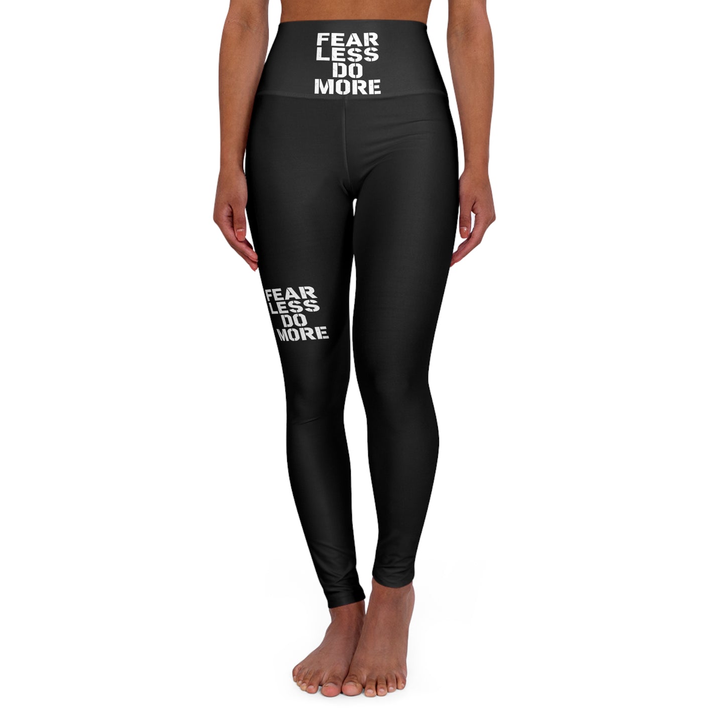 Fearless Do More leggings | High Waisted Yoga Leggings, Motivational Text Print