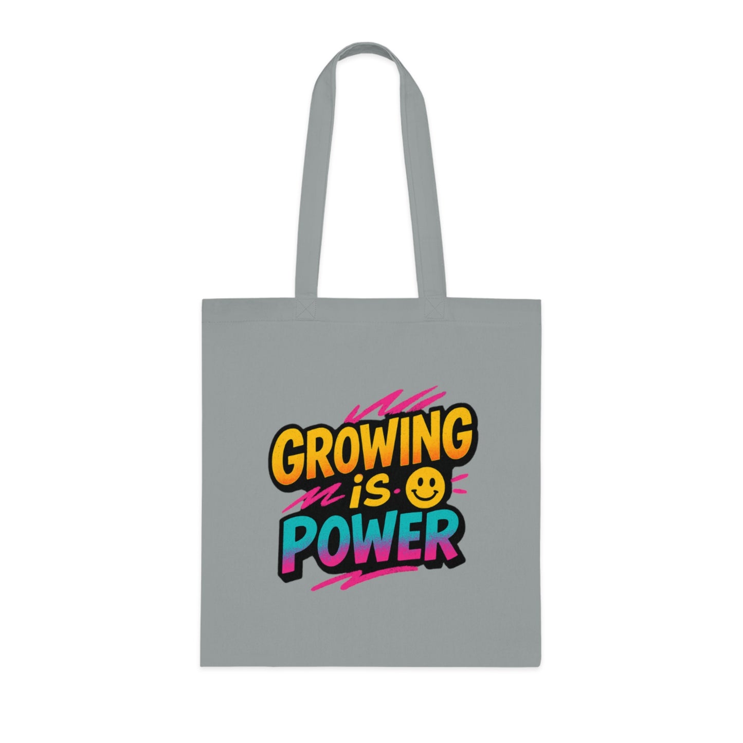 Empowering Cotton Tote Bag - "Growing is Power" - Eco-Friendly, Reusable, Gift for Students, Motivational, Everyday Use