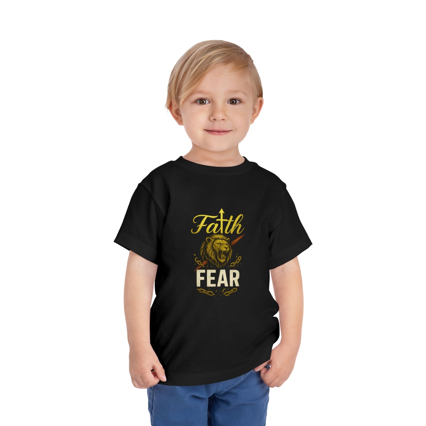 Lion Toddler Tee - 'Faith Over Fear' - Cute Inspirational Shirt