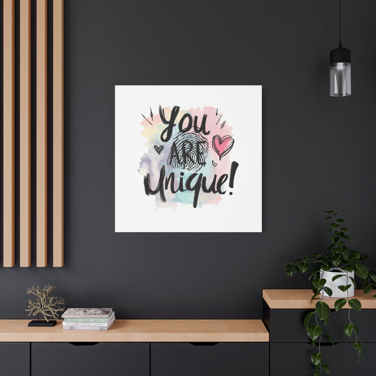 You Are Unique fingerprint heart canvas
