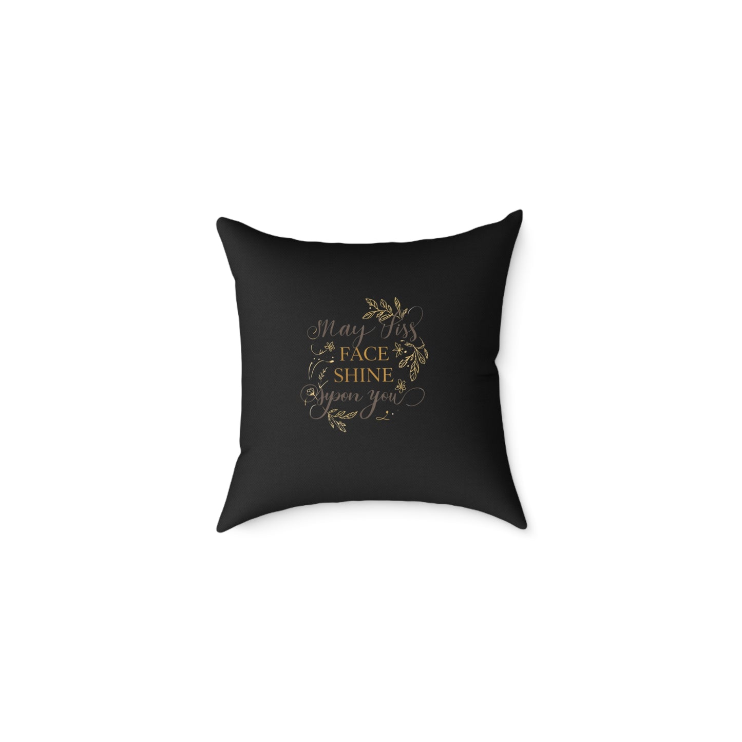 Gold Botanical Benediction Pillow Square Poly Canvas Pillow | Charcoal Throw Cushion