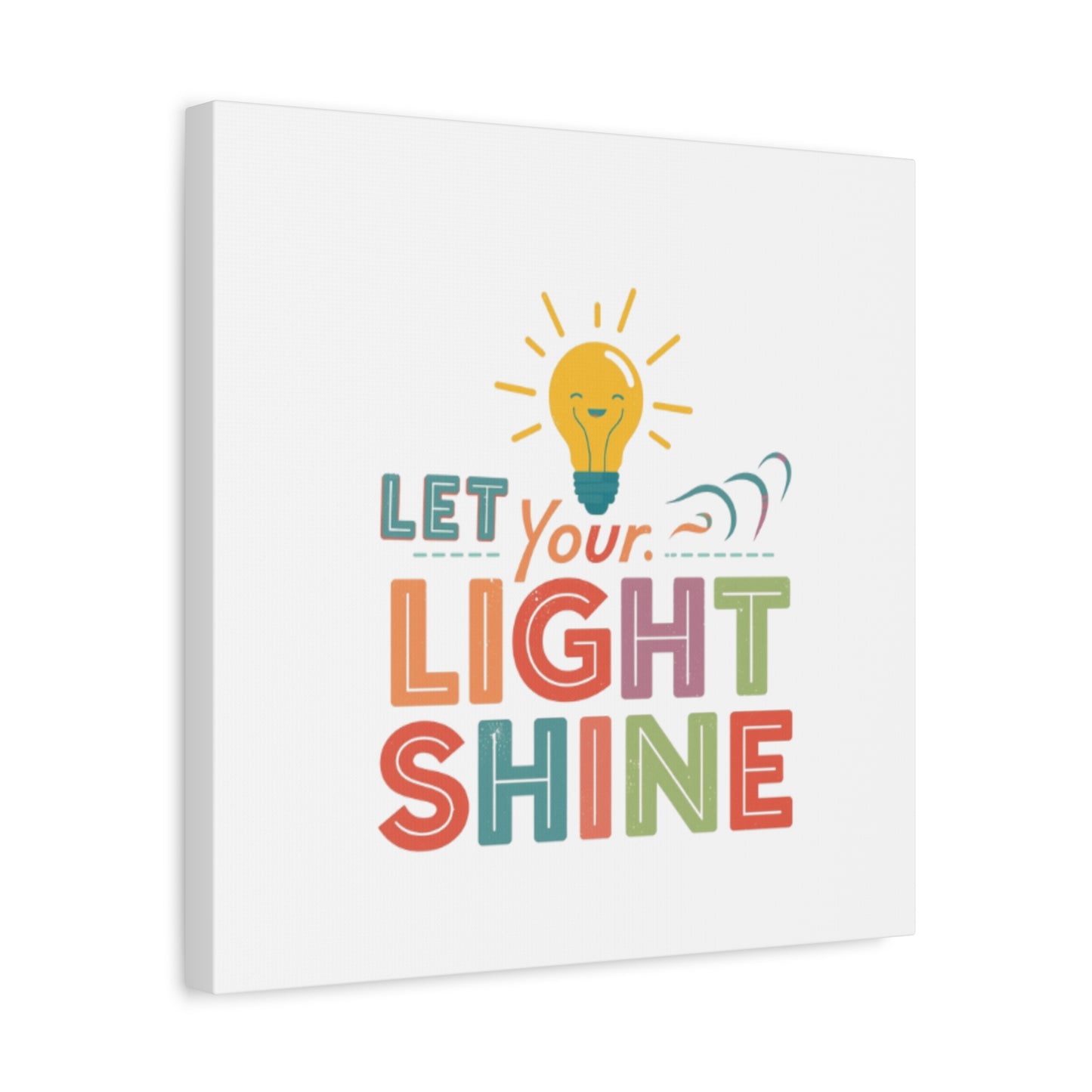 Let Your Light Shine Canvas Print | Smiling Lightbulb Wall Art