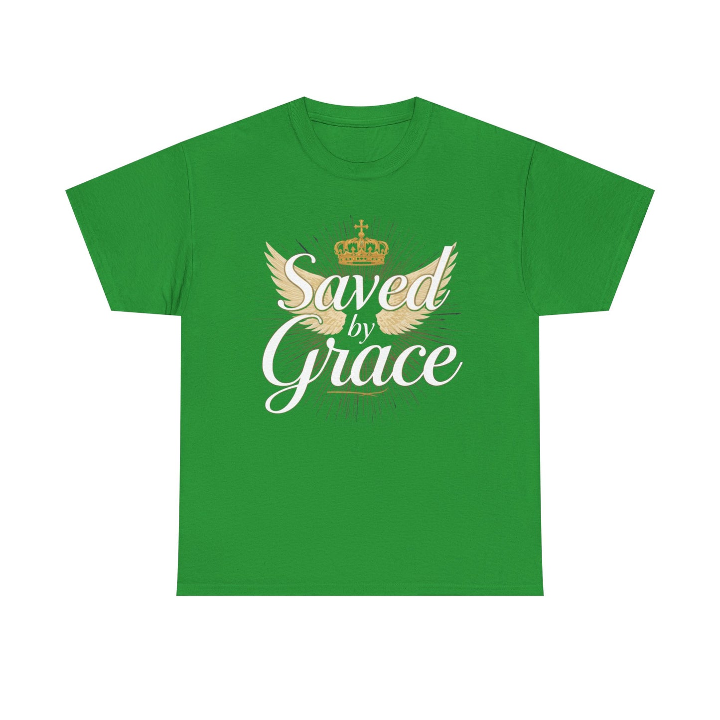 Saved by Grace tee | Christian crown and wings faith shirt