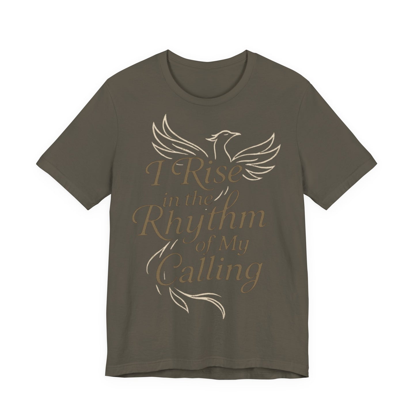 Inspirational Vibe Short Sleeve Tee - I Rise in the Rhythm of My Calling, Motivational Gift, Positive Affirmation Shirt, Self-Care