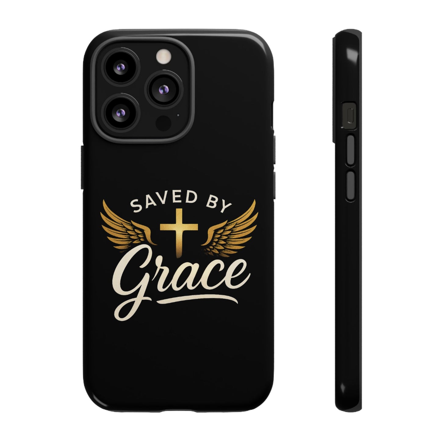 Christian Phone Case - Saved by Grace Design, Unique Gift for Believers, Inspirational Accessory, Stylish Christian Decor