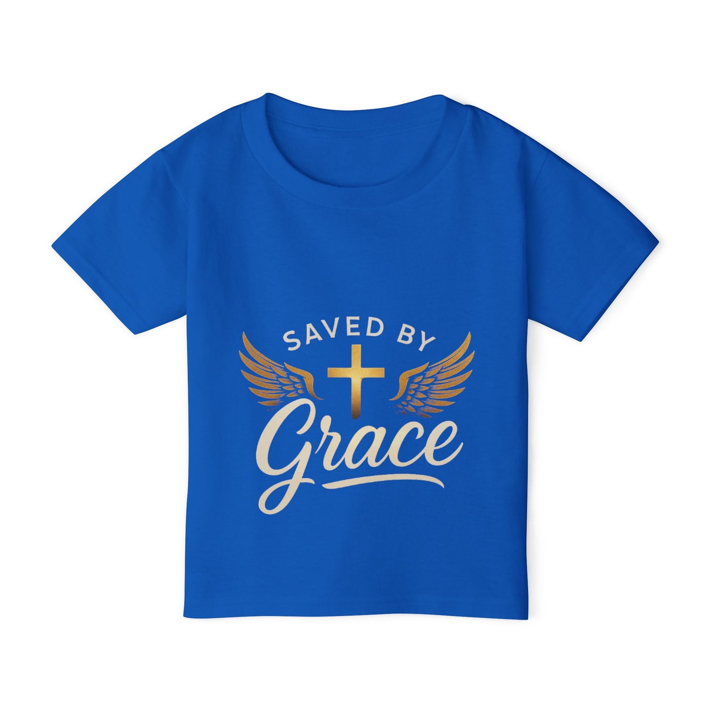 Toddler T-Shirt with Inspirational Design, Saved by Grace Tee for Kids, Perfect for Baptisms, Christenings, and Everyday Wear, [...]