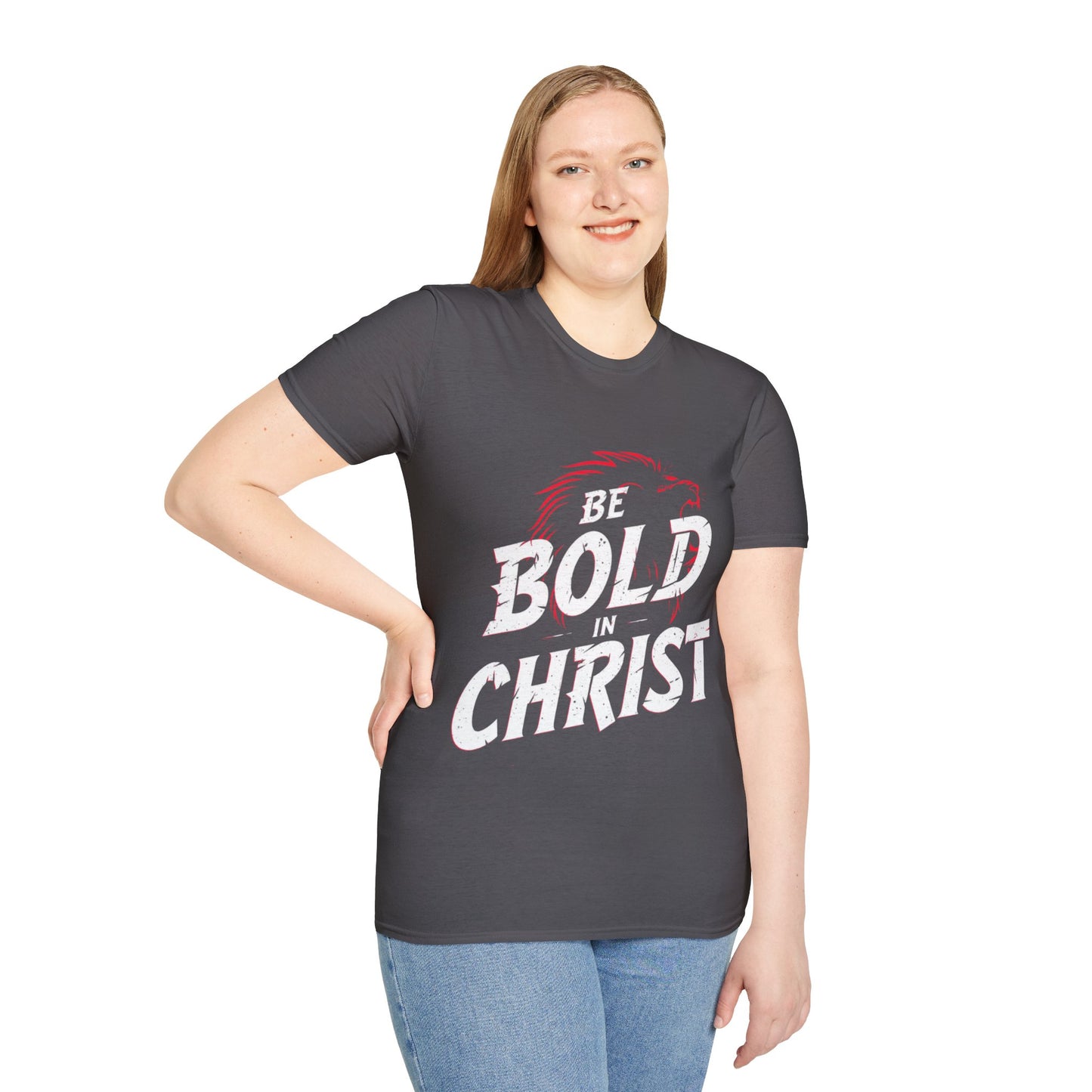 Be Bold in Christ T-Shirt | Christian Faith Tee, Lion Silhouette Typography