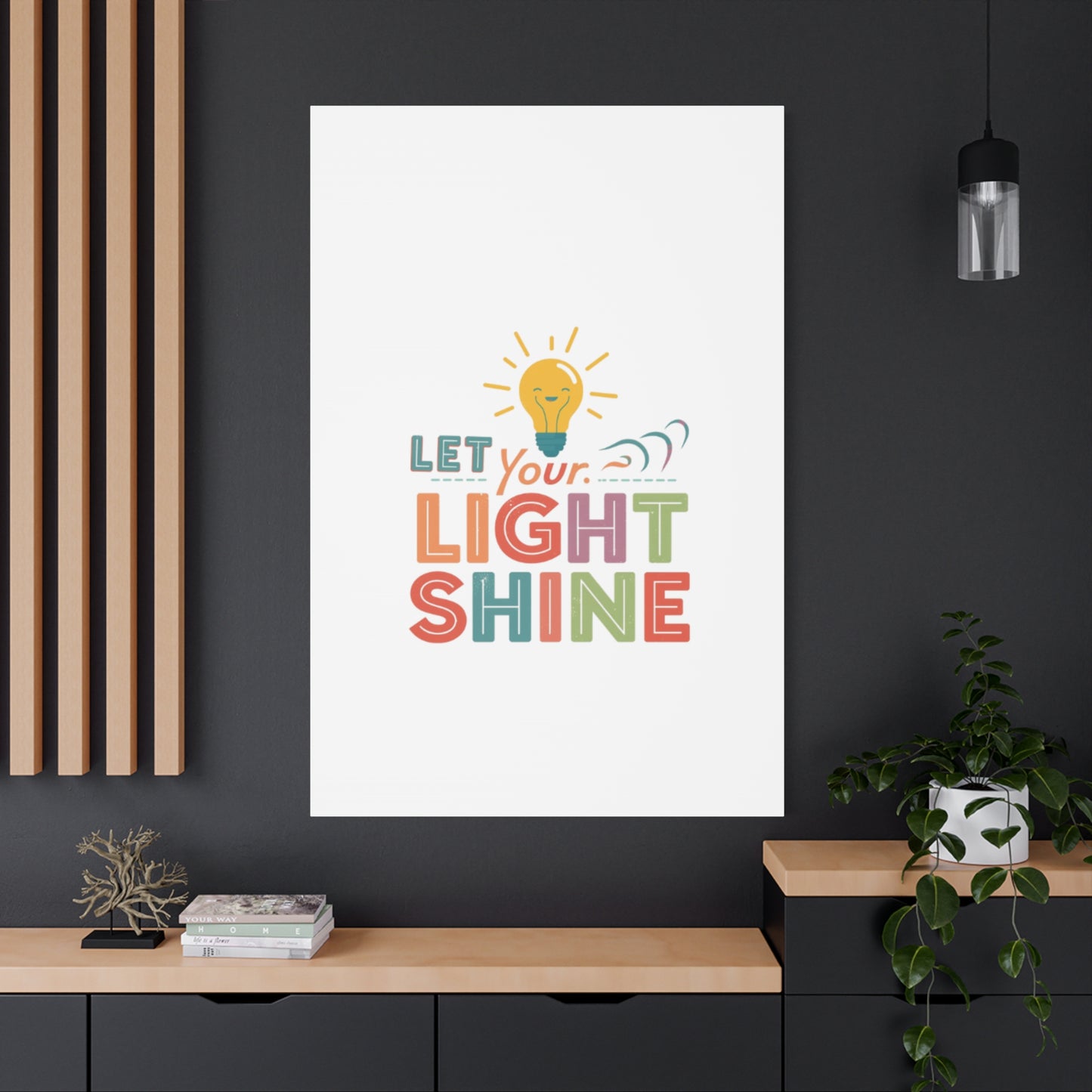 Let Your Light Shine Canvas Print | Smiling Lightbulb Wall Art