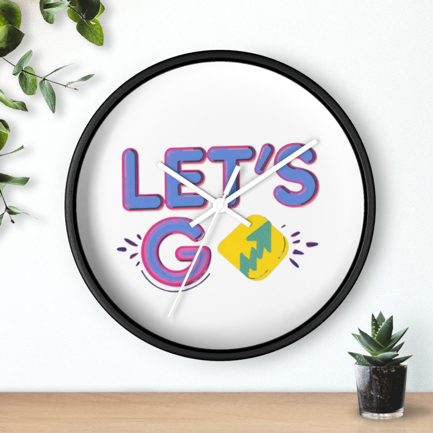 Retro Pop Art Burst Wall Clock | 10" Square Silent Wood Frame