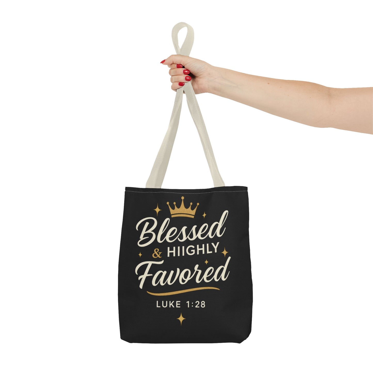 Blessed & Highly Favored Tote Bag | Inspirational Gift | Church Events | Christian Tote | Motivational Bag | Faith-Based Accessory