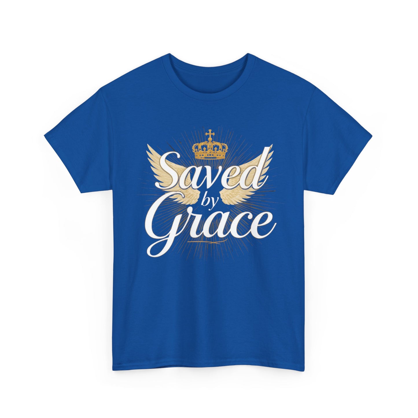 Saved by Grace tee | Christian crown and wings faith shirt