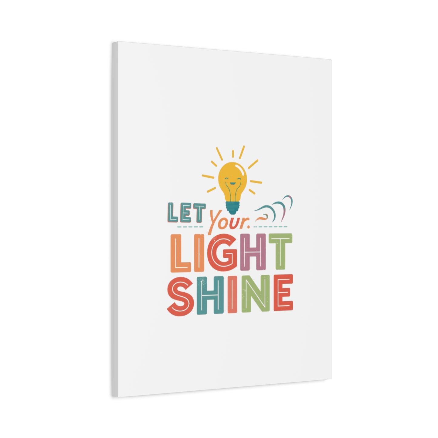 Let Your Light Shine Canvas Print | Smiling Lightbulb Wall Art