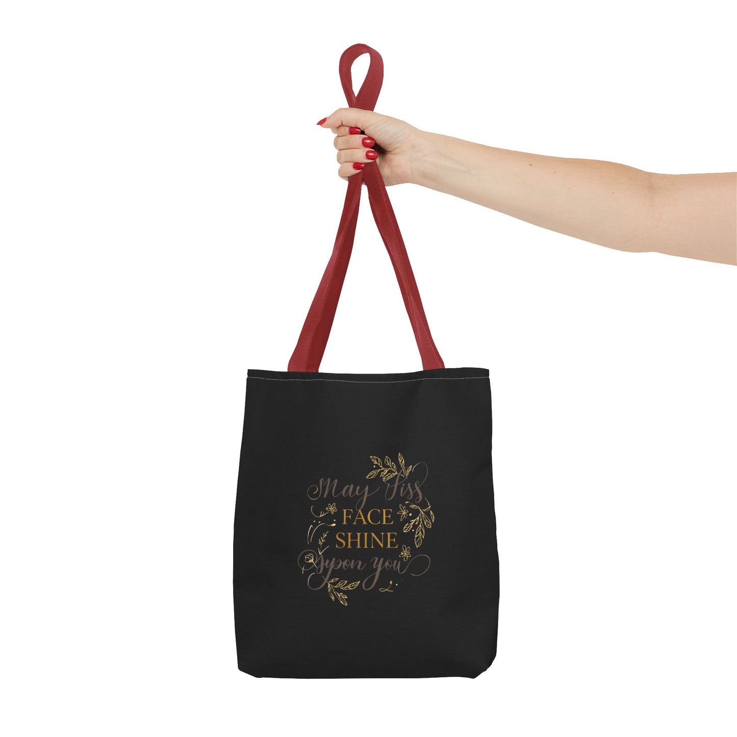 Gold Botanical Lettering Tote Bag | Structured Polyester Market Bag
