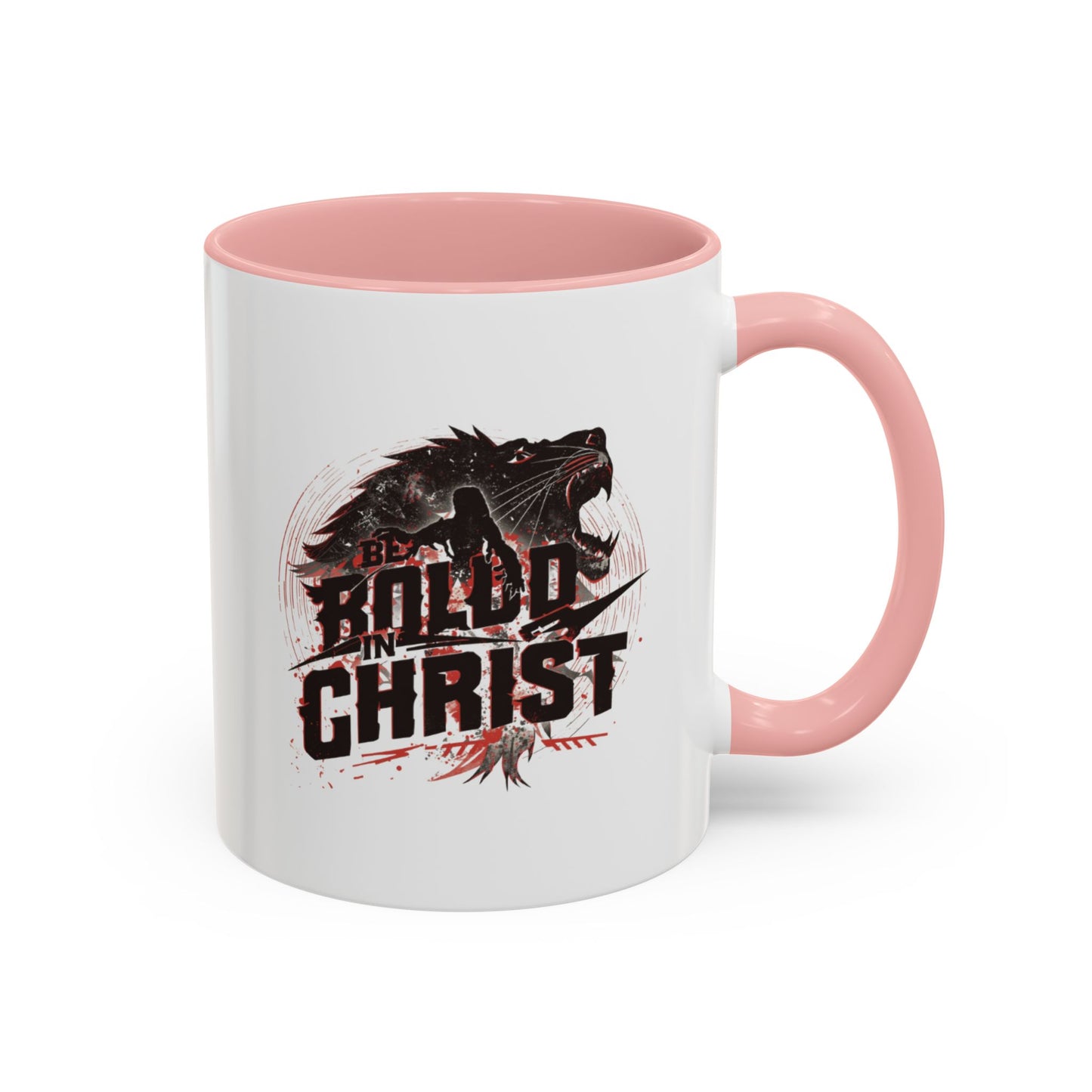 Be Bold In Christ mug | Christian wolf graphic, black accented coffee mug