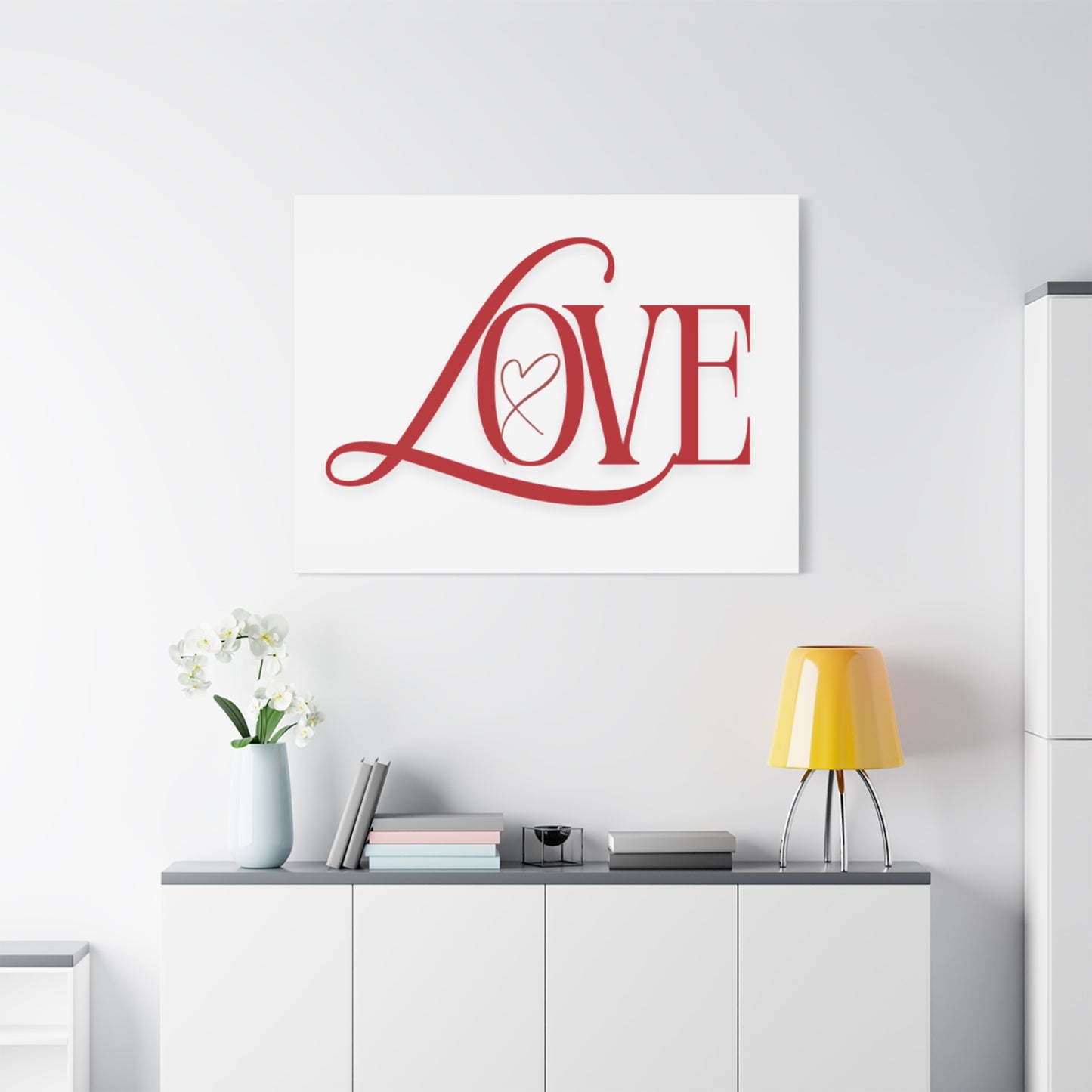 Red Script LOVE with Heart Canvas