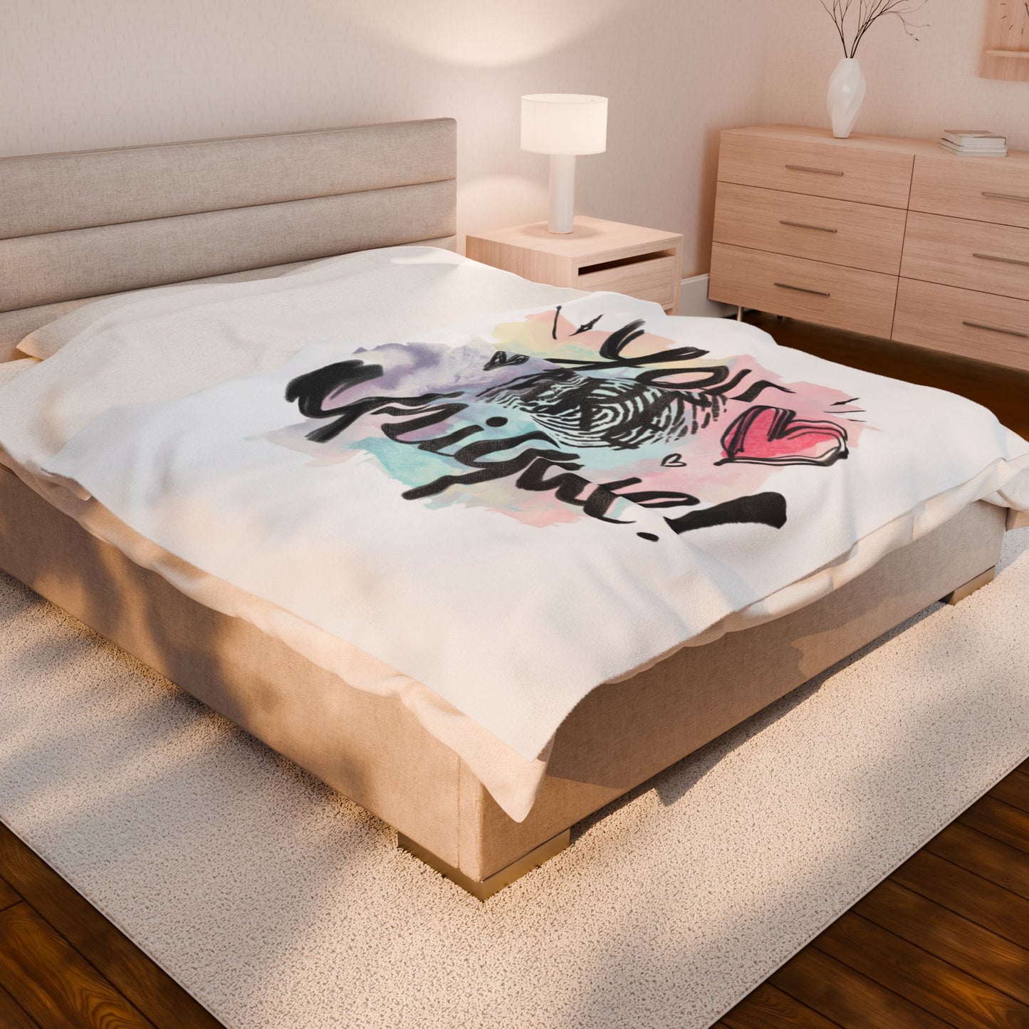 You Are Unique Watercolor Note Velveteen Plush Blanket | Encouragement Throw