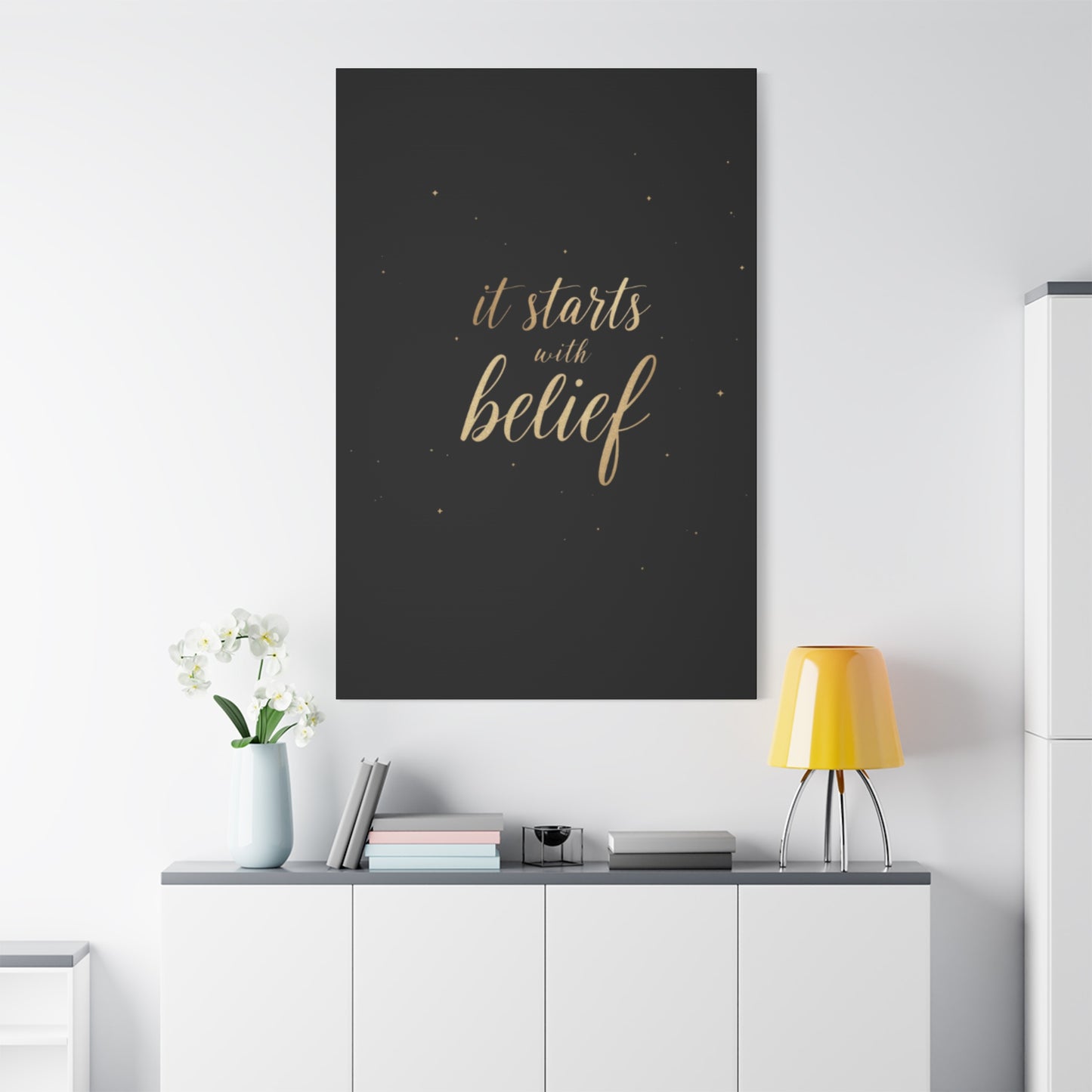 It Starts With Belief Canvas | Inspirational Wall Art, Matte Stretched Canvas