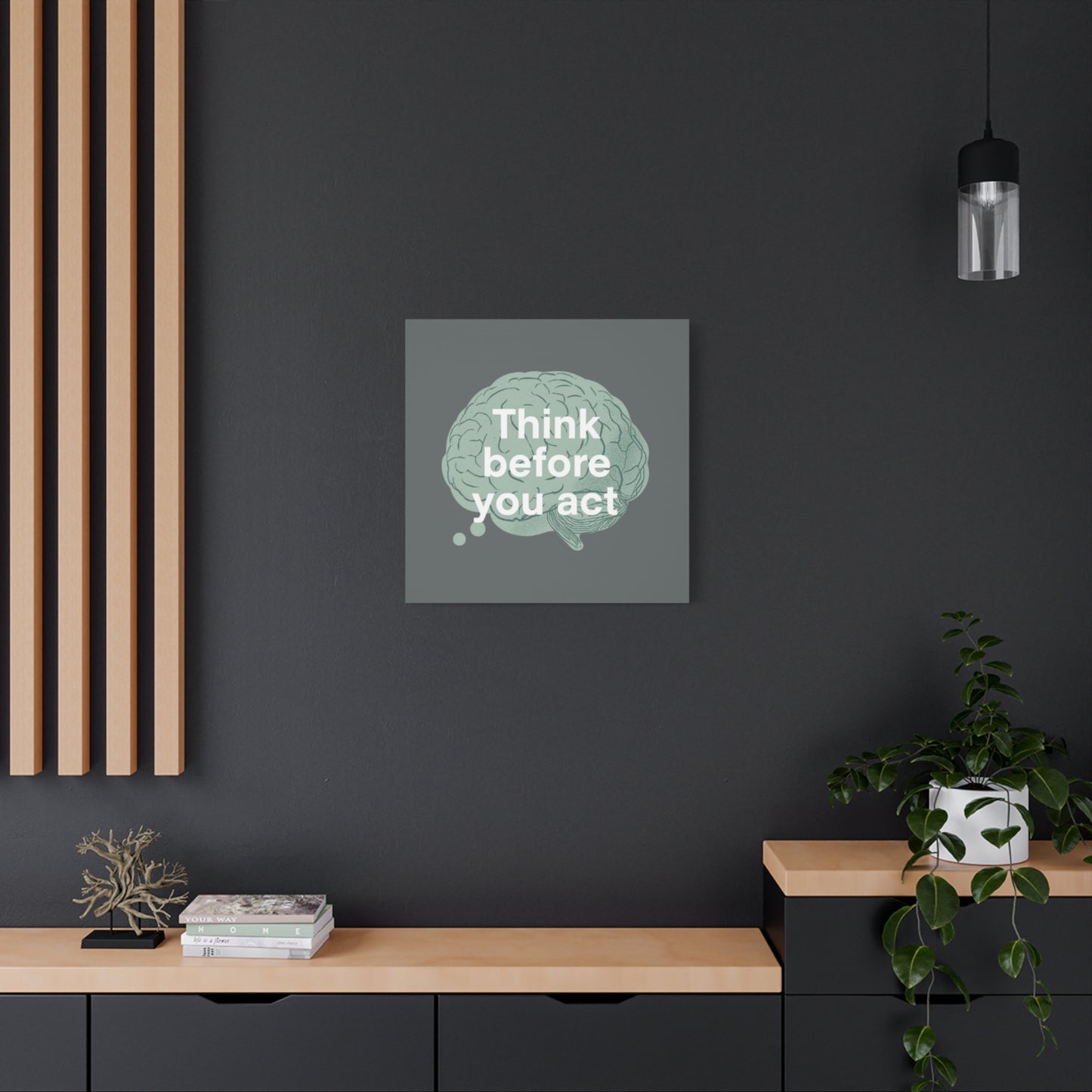 Think Before You Act brain illustration Canvas