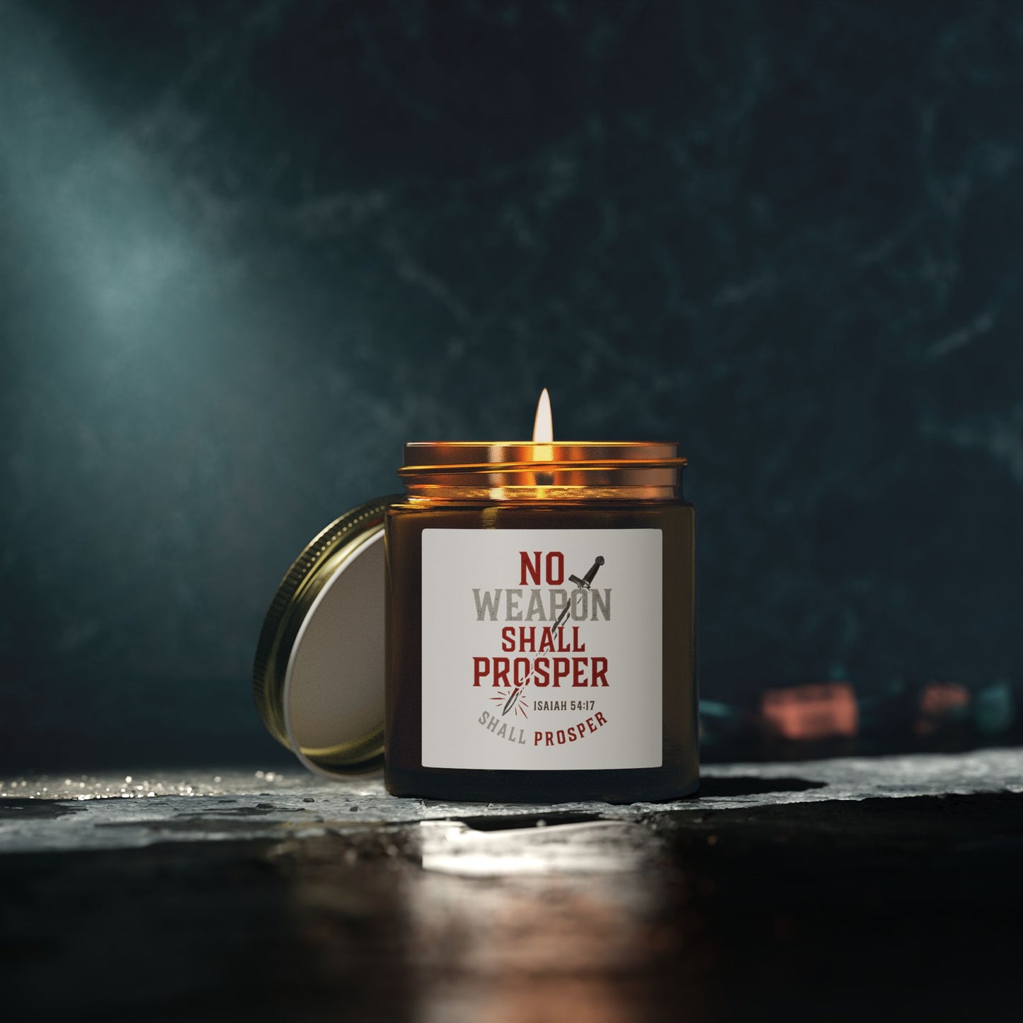 Inspirational Scented Candle - No Weapon Shall Prosper, Motivational Gift for Home, Relaxation, Self-Care, Spiritual, Prayer