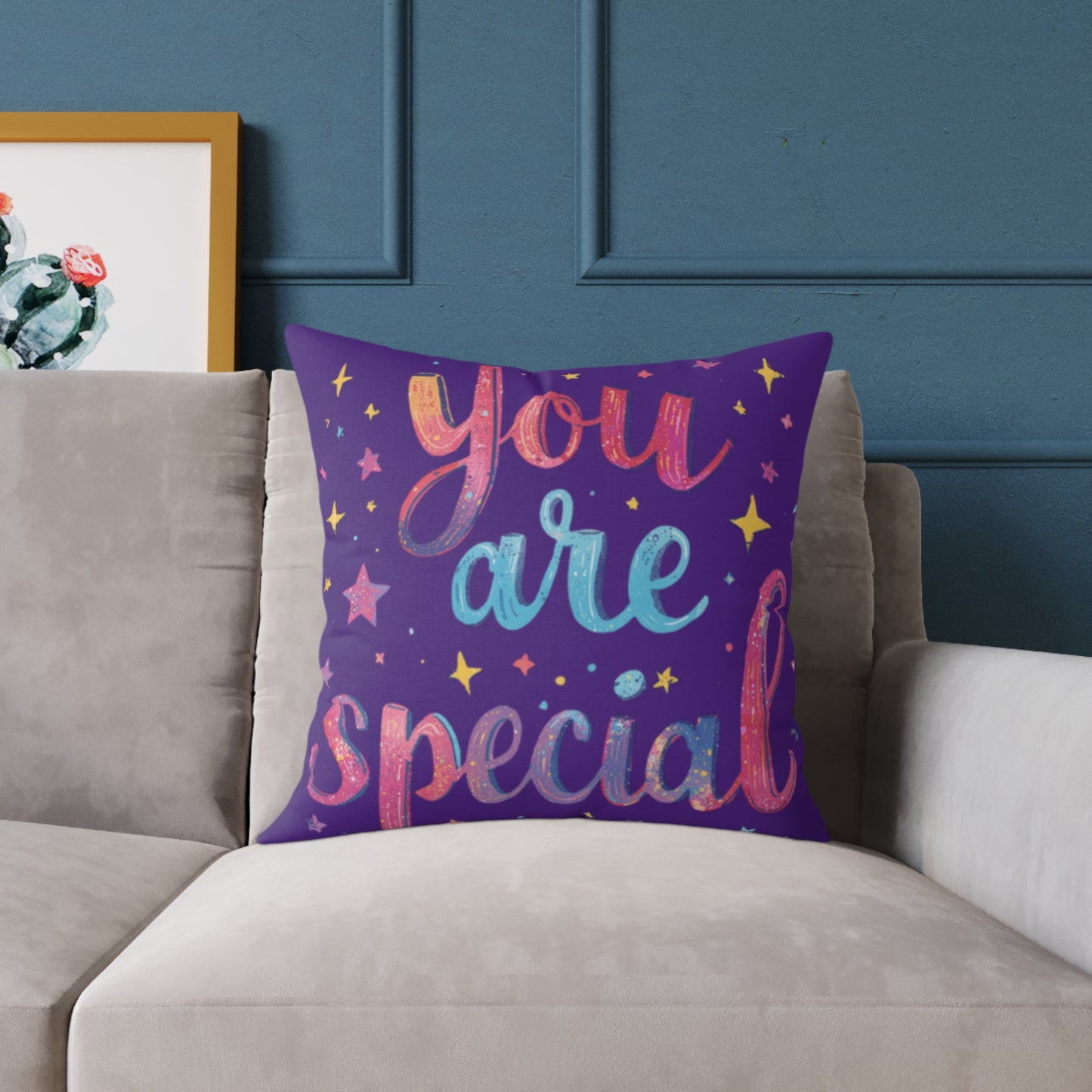 You Are Special pillow | Square Poly Canvas Pillow, inspirational typography