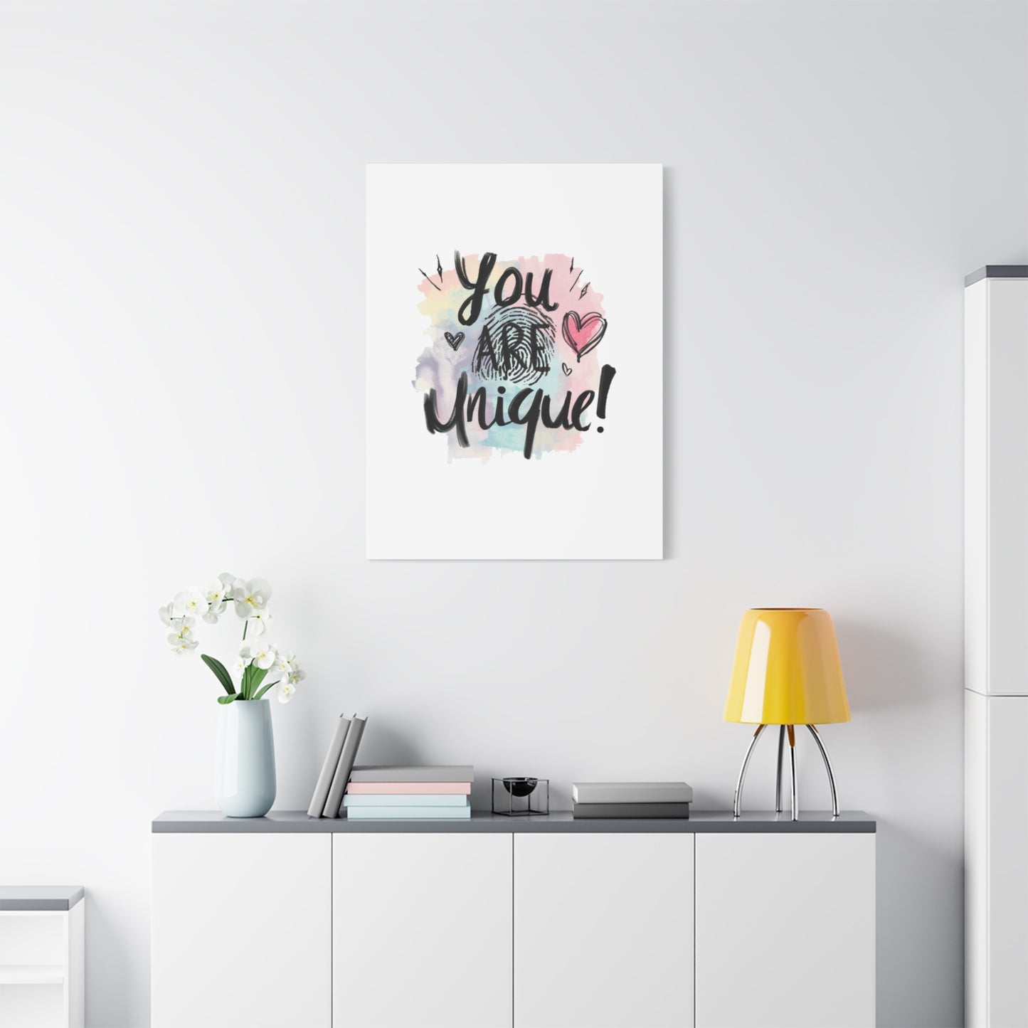 You Are Unique fingerprint heart canvas