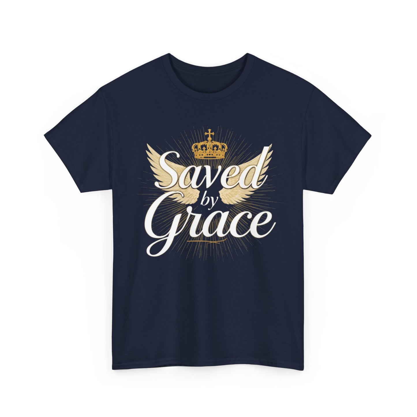 Saved by Grace tee | Christian crown and wings faith shirt