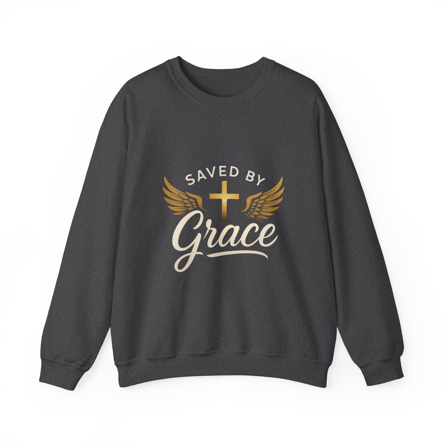 Faith-Inspired Unisex Crewneck Sweatshirt, Saved by Grace, Christian Apparel, Religious Gift, Inspirational Clothing, Cozy and Comfortable