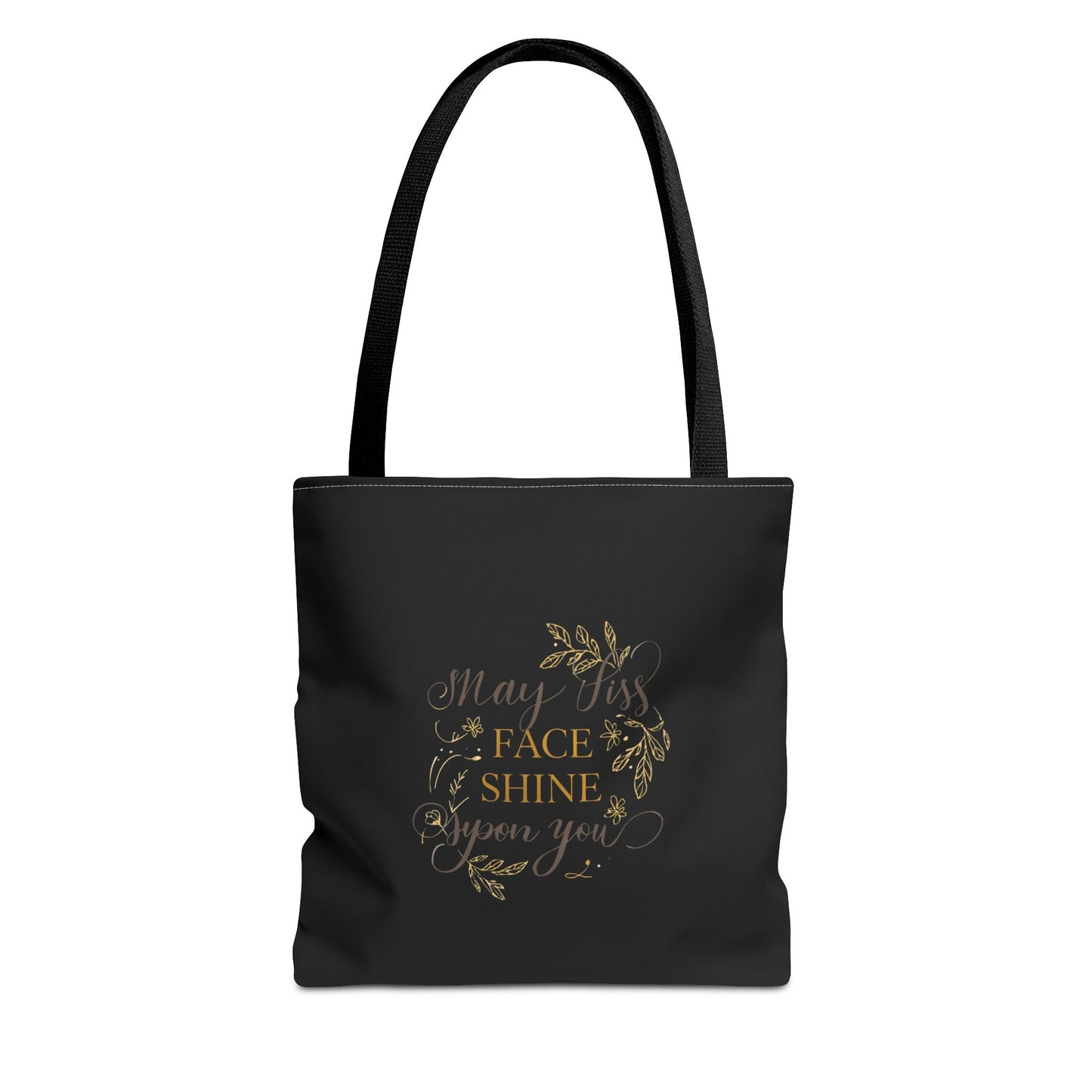 Gold Botanical Lettering Tote Bag | Structured Polyester Market Bag