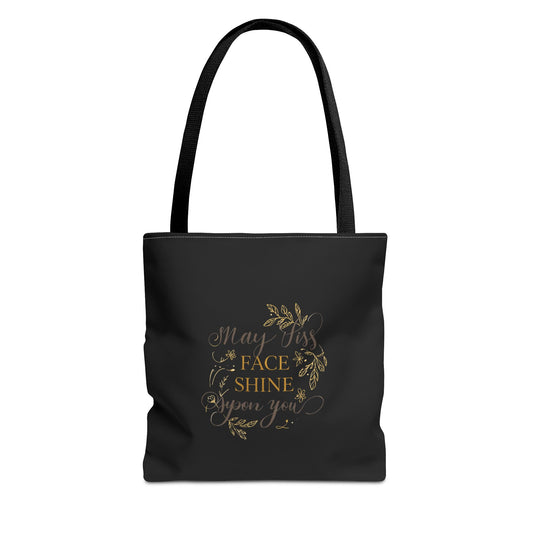 Gold Botanical Lettering Tote Bag | Structured Polyester Market Bag