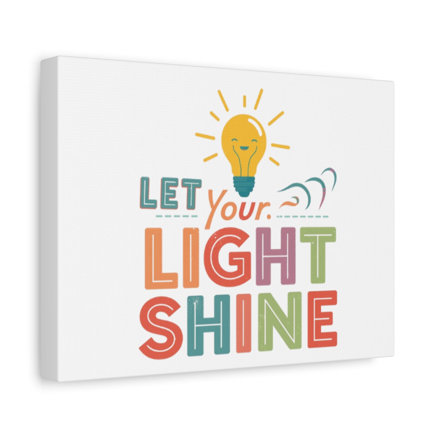 Let Your Light Shine Canvas Print | Smiling Lightbulb Wall Art