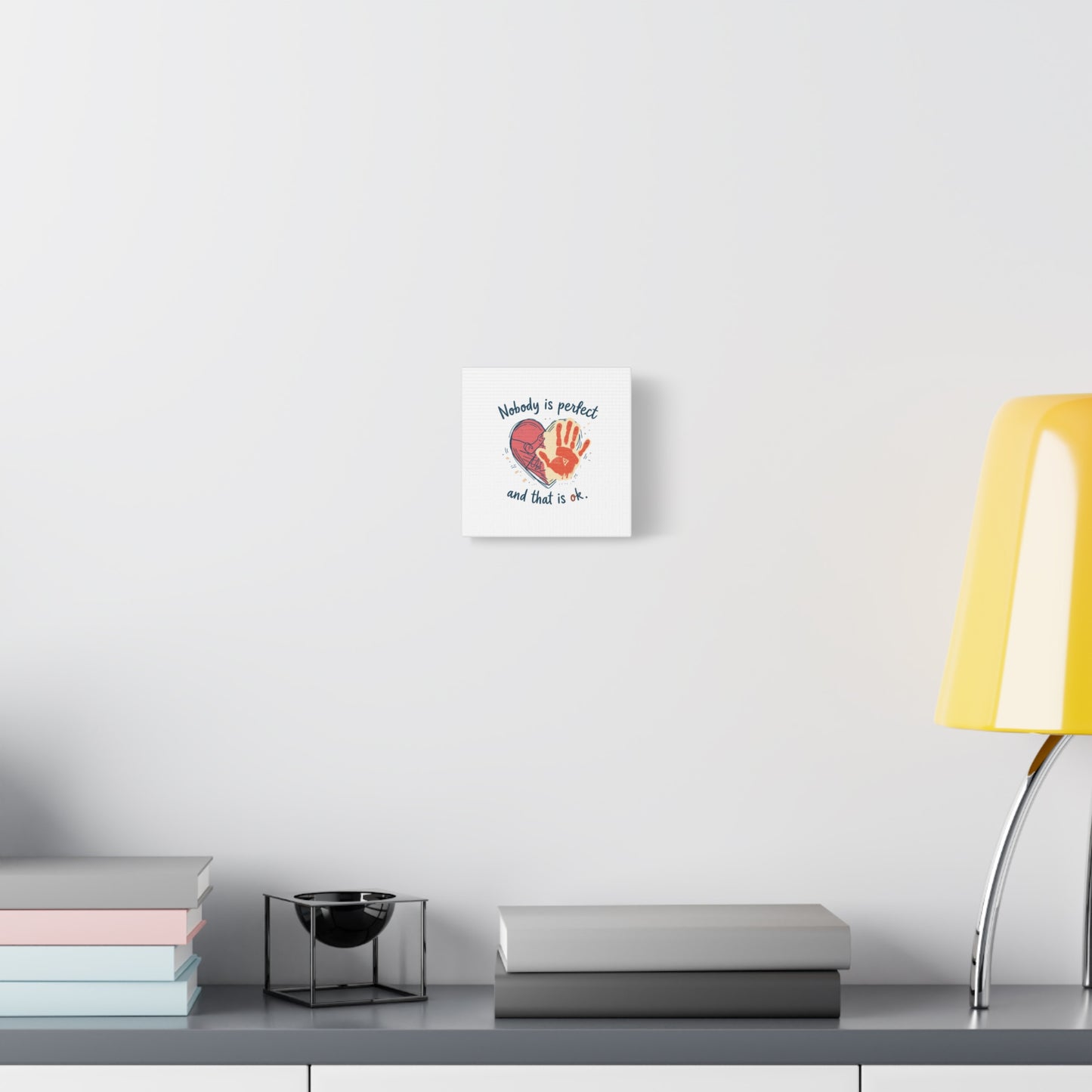 Nobody Is Perfect Heart with Handprint Canvas