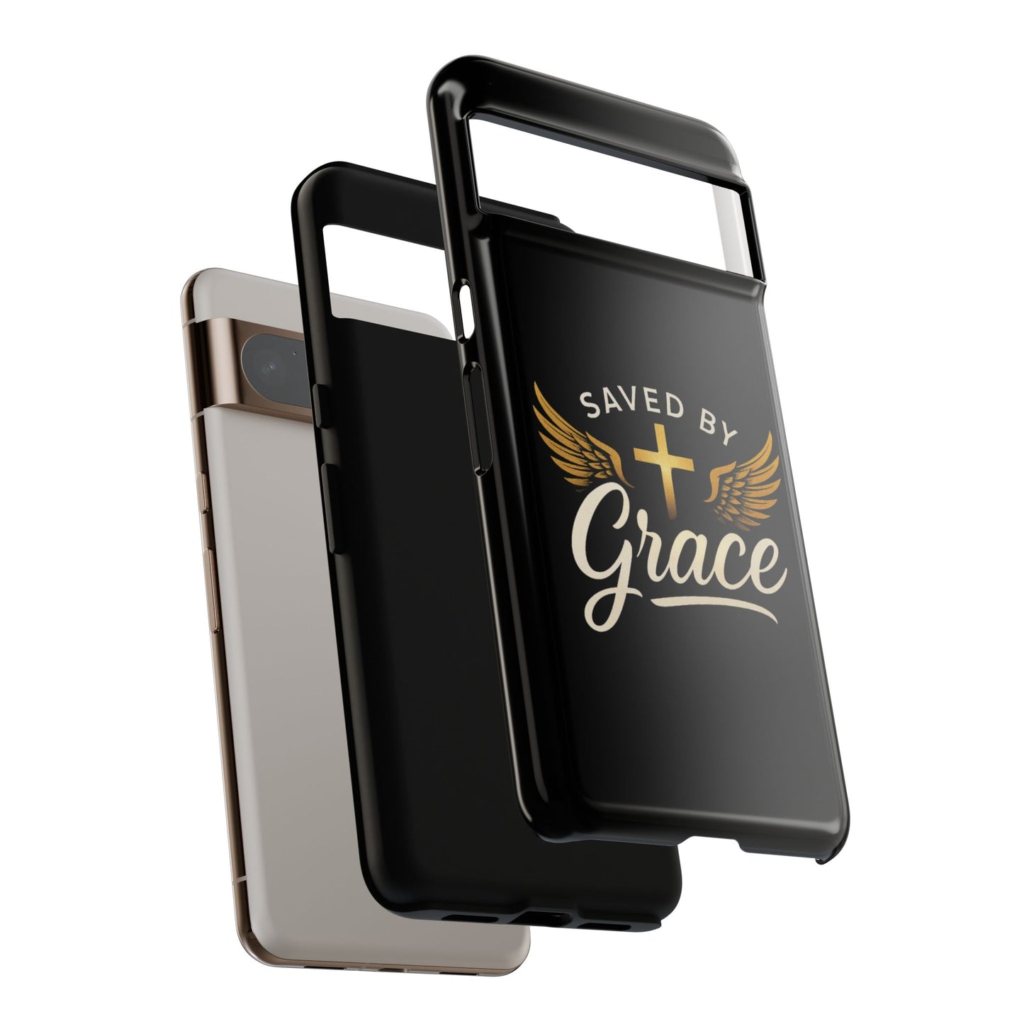 Christian Phone Case - Saved by Grace Design, Unique Gift for Believers, Inspirational Accessory, Stylish Christian Decor