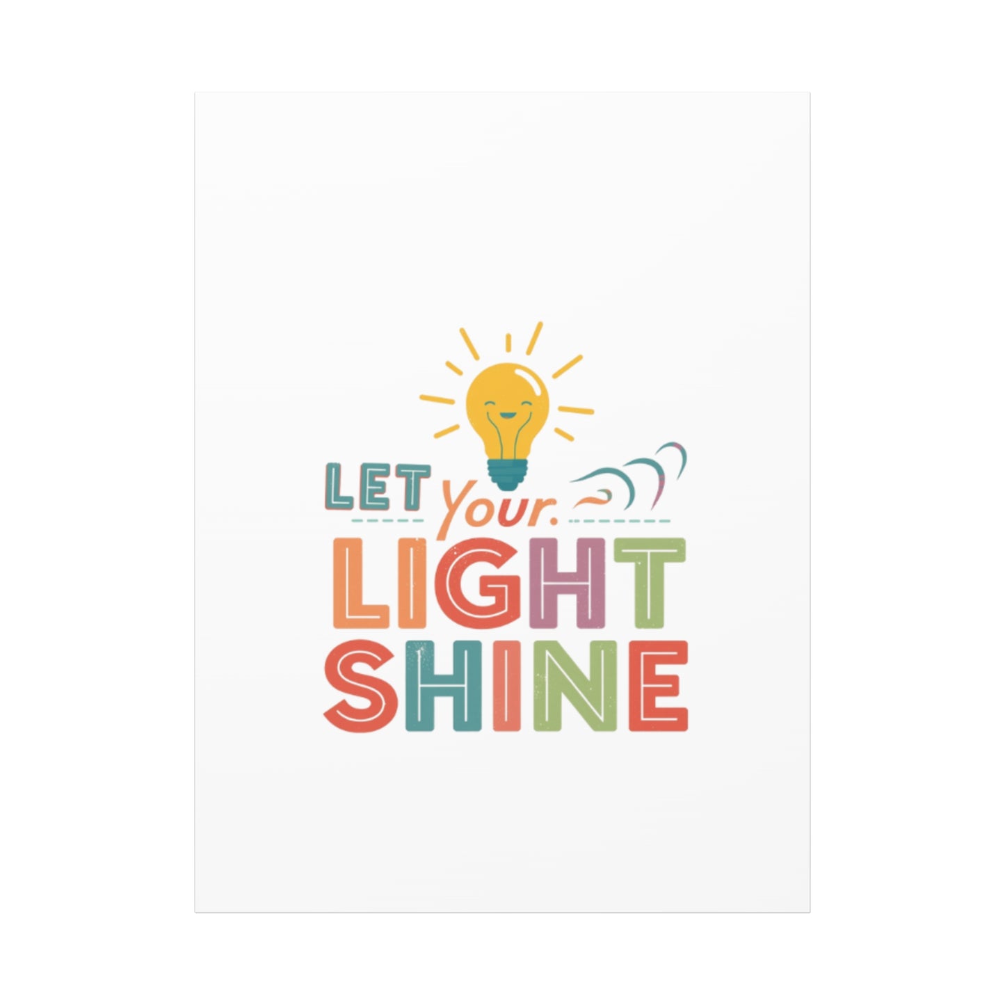 Let Your Light Shine Canvas Print | Smiling Lightbulb Wall Art