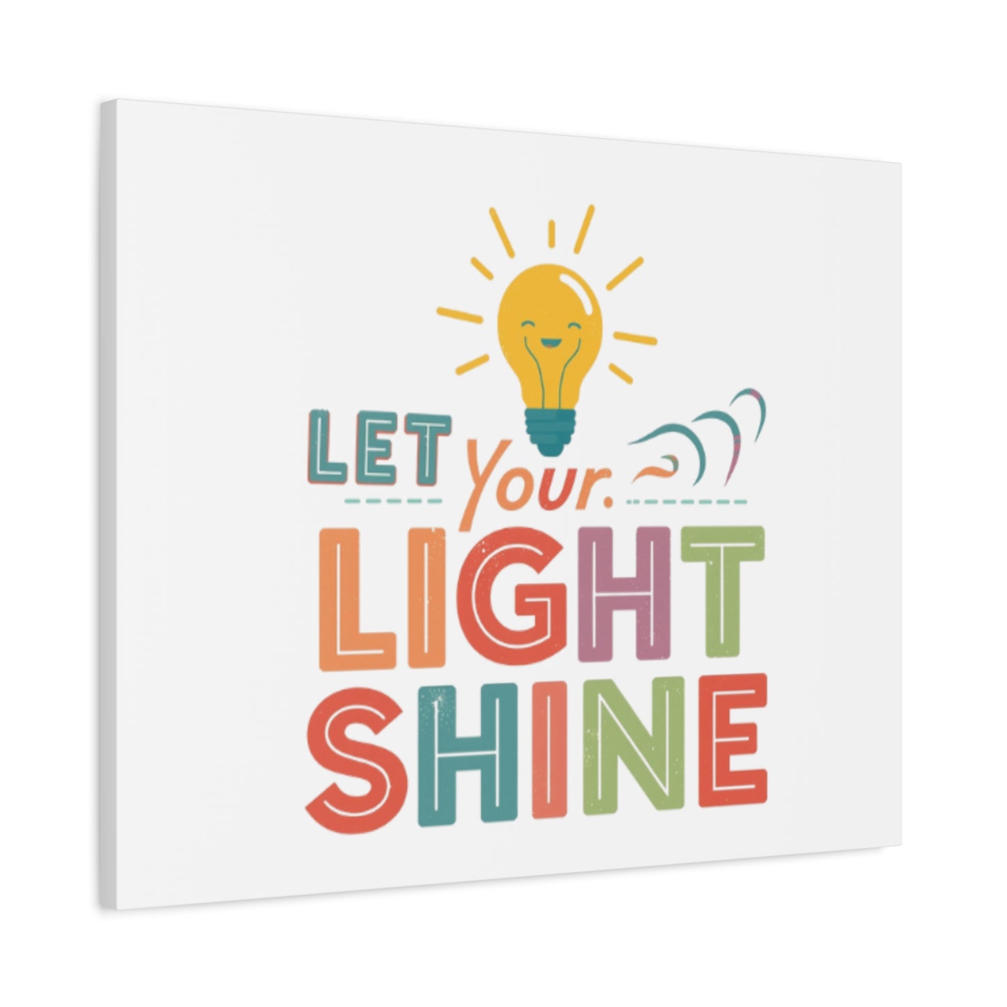 Let Your Light Shine Canvas Print | Smiling Lightbulb Wall Art