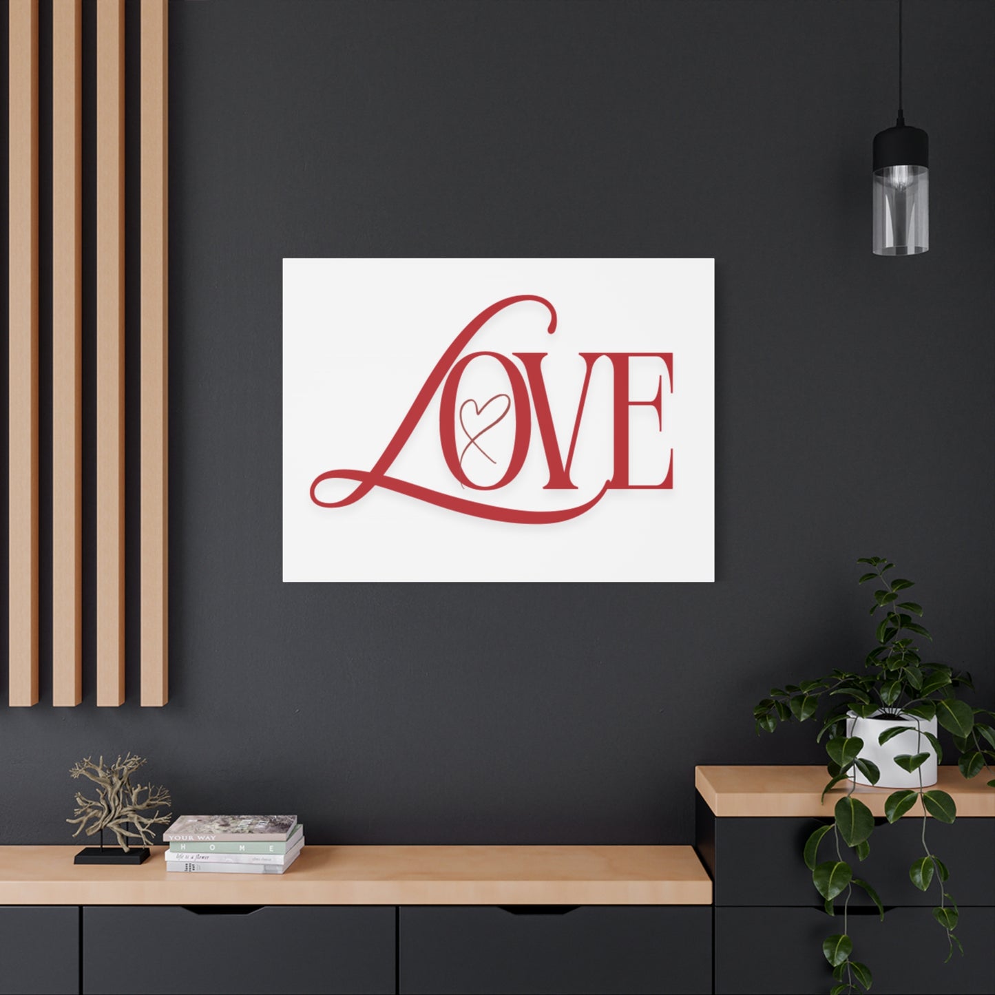 Red Script LOVE with Heart Canvas
