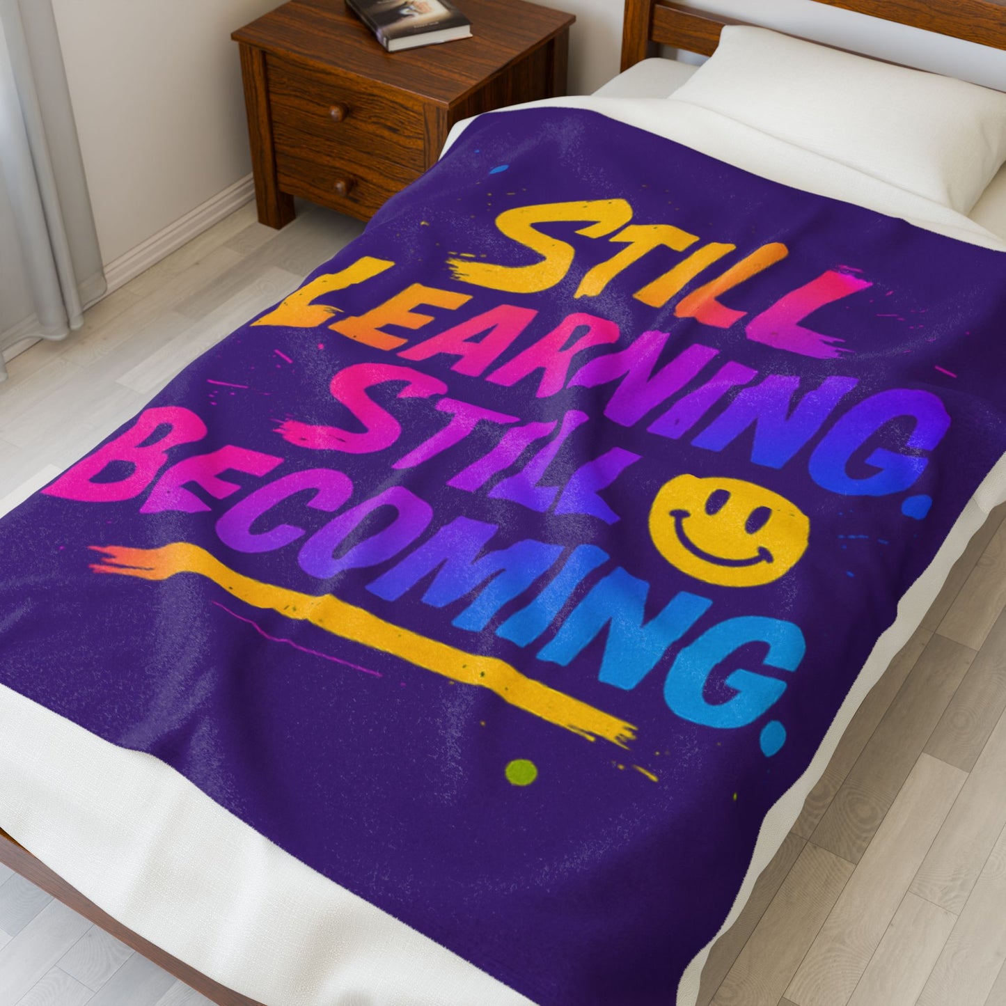 Cozy Inspirational Plush Blanket - Still Learning, Still Becoming, Motivational Gift, Home Decor, Cozy Warmth, Thoughtful Gift