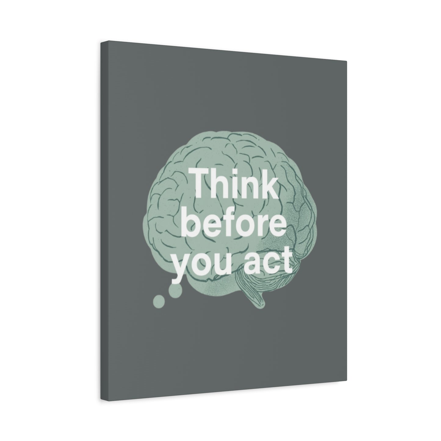 Think Before You Act brain illustration Canvas