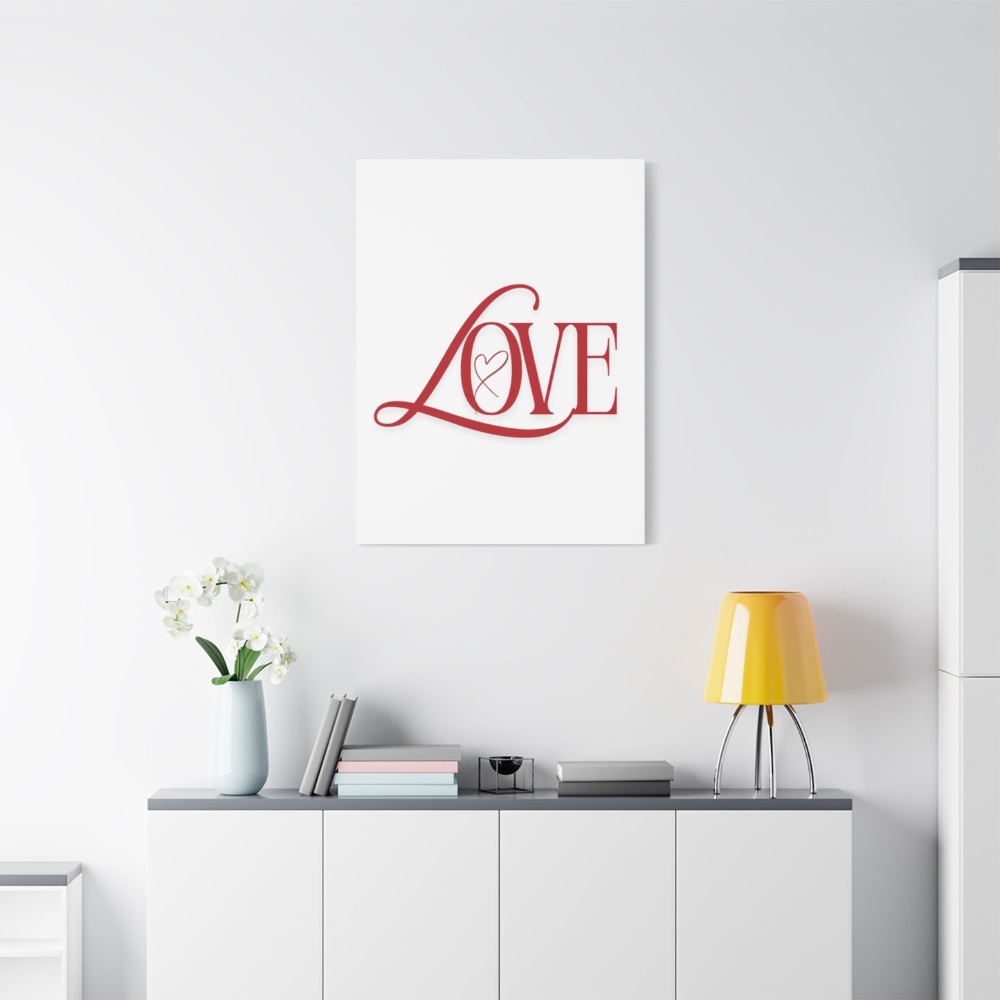 Red Script LOVE with Heart Canvas