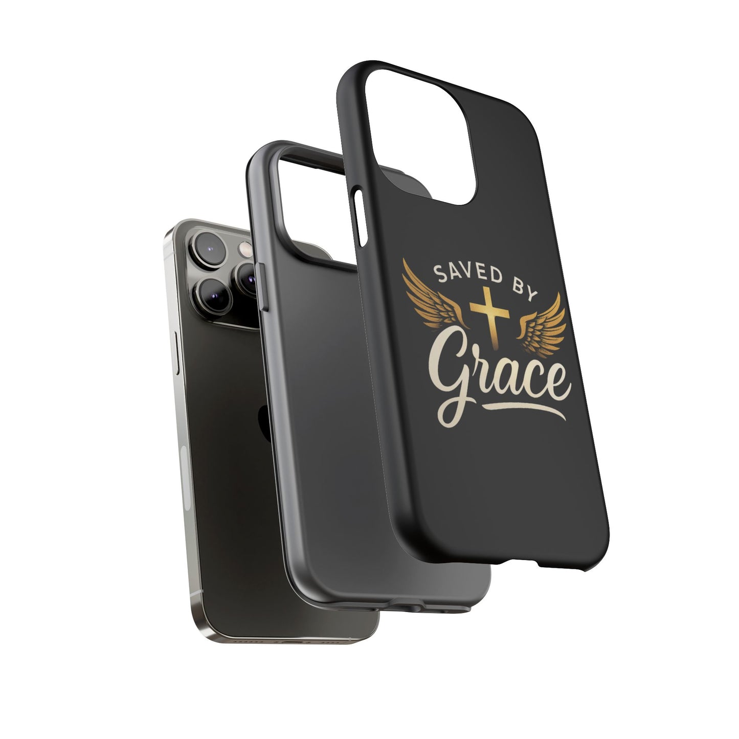 Christian Phone Case - Saved by Grace Design, Unique Gift for Believers, Inspirational Accessory, Stylish Christian Decor