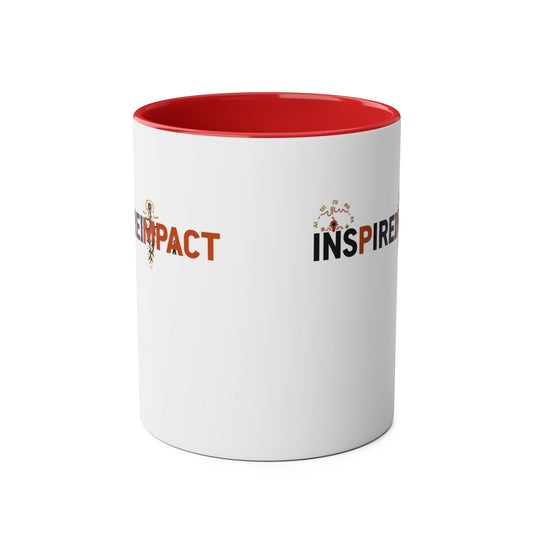 Inspire Impact Mug | Two-Tone 11oz Coffee Mug, Red Interior and Handle