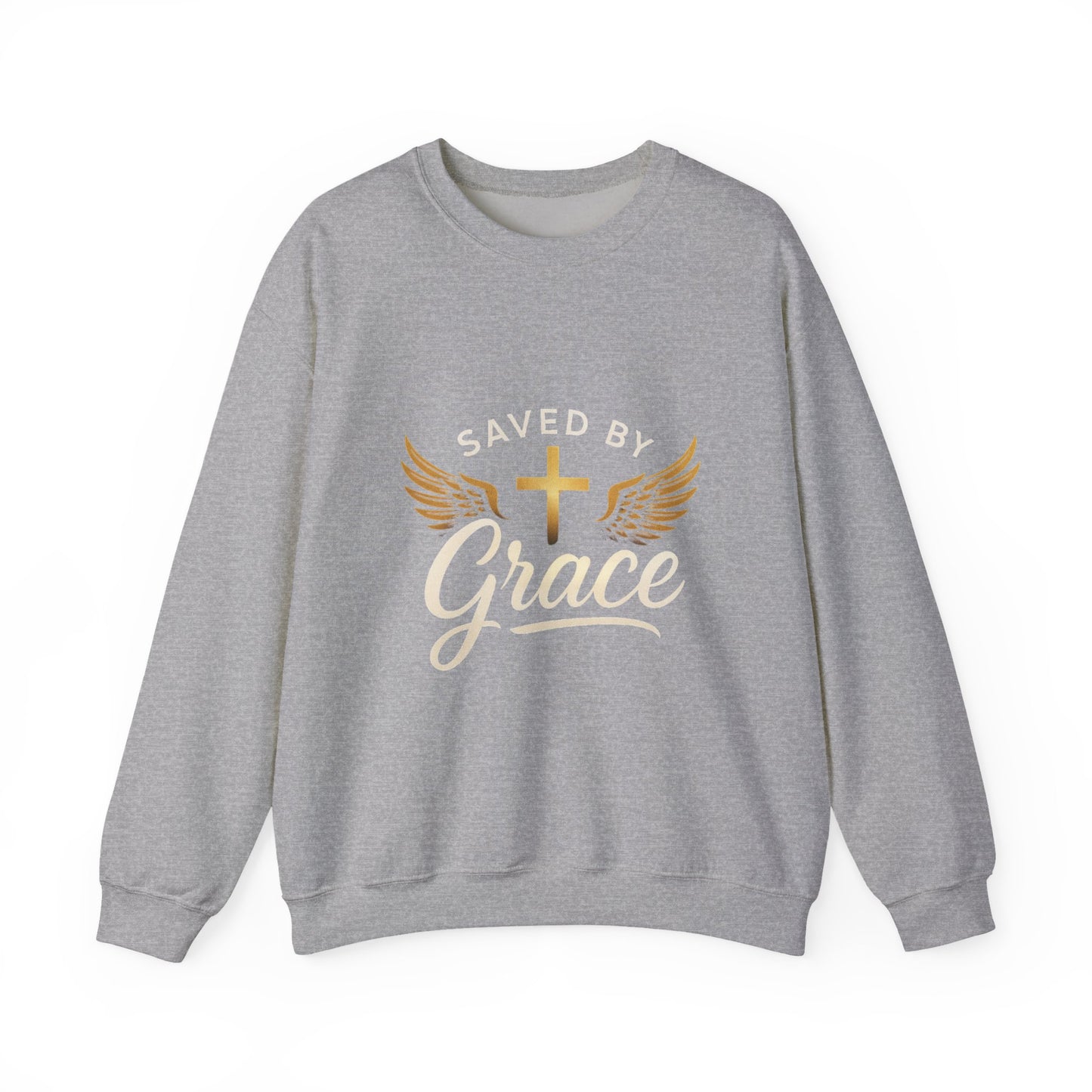Faith-Inspired Unisex Crewneck Sweatshirt, Saved by Grace, Christian Apparel, Religious Gift, Inspirational Clothing, Cozy and Comfortable