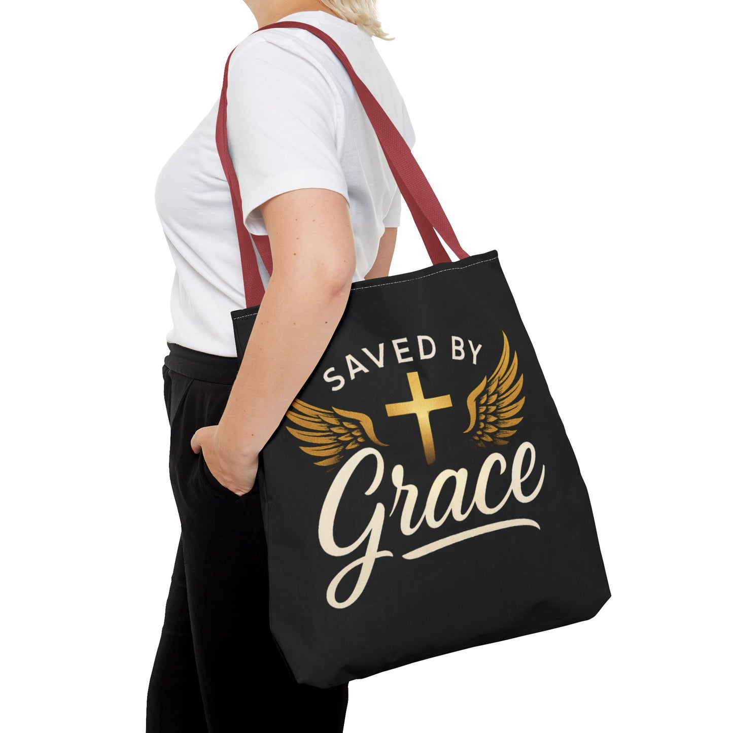 Saved by Grace Tote Bag | Inspirational Christian Gift for Faith, Spiritual Journey, Church Events, Everyday Use, Stylish Carryall