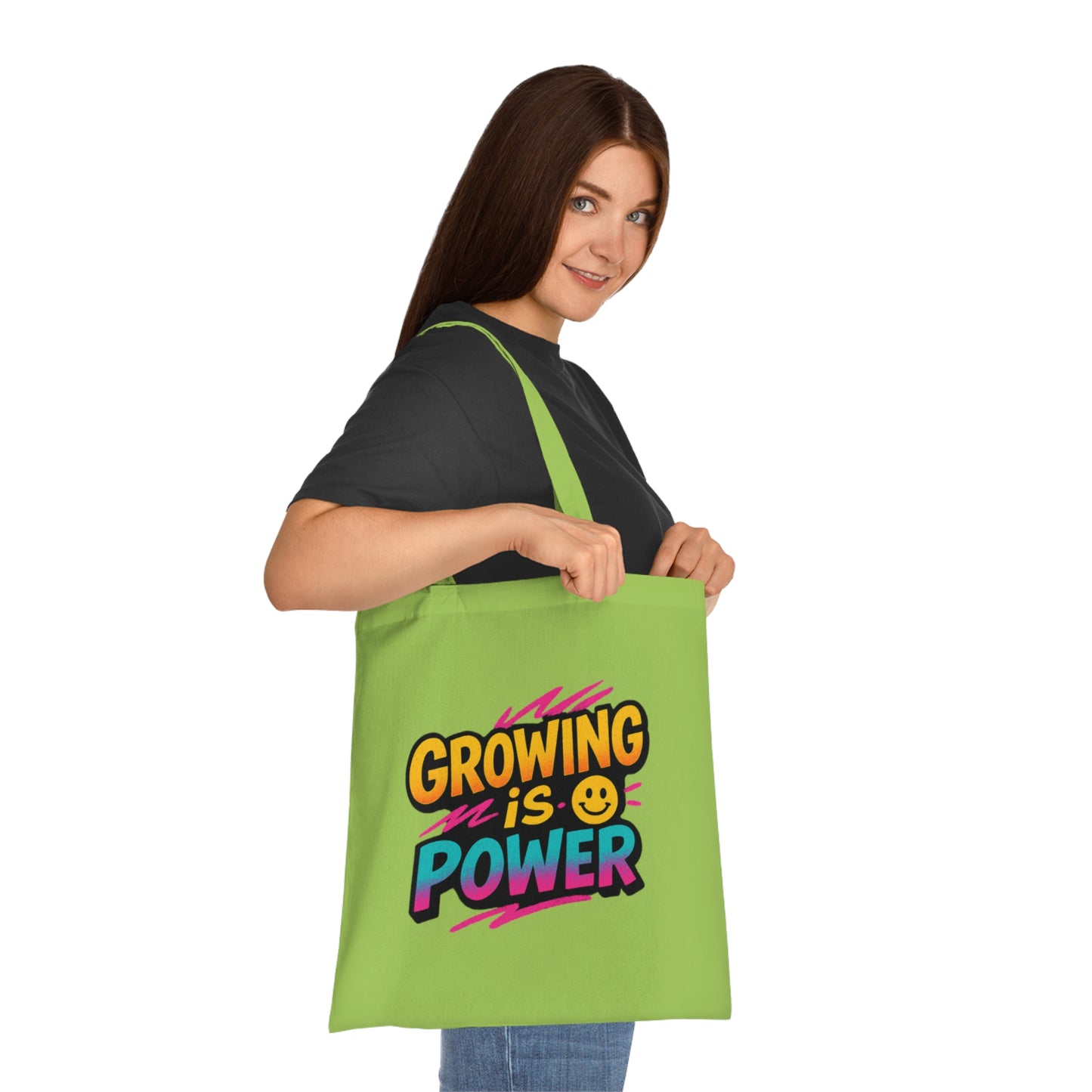 Empowering Cotton Tote Bag - "Growing is Power" - Eco-Friendly, Reusable, Gift for Students, Motivational, Everyday Use