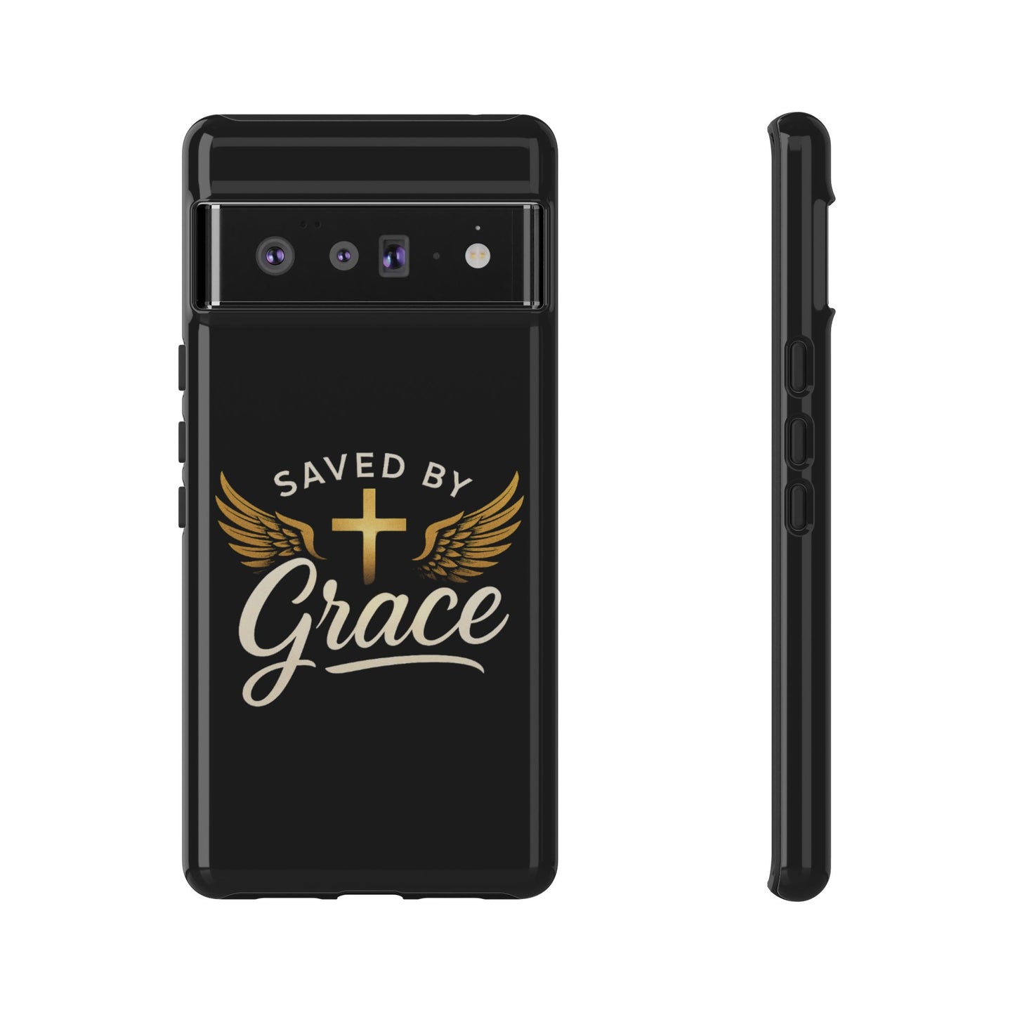 Christian Phone Case - Saved by Grace Design, Unique Gift for Believers, Inspirational Accessory, Stylish Christian Decor