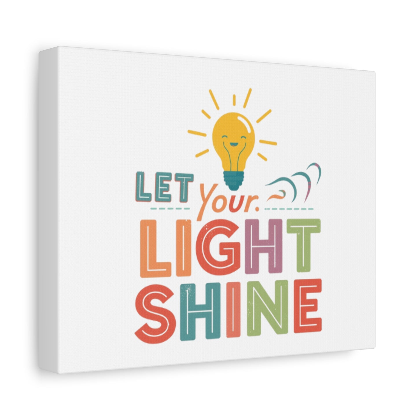 Let Your Light Shine Canvas Print | Smiling Lightbulb Wall Art