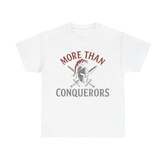 More Than Conquerors Unisex Heavy Cotton Tee, Motivational Shirt, Gifts for Him or Her