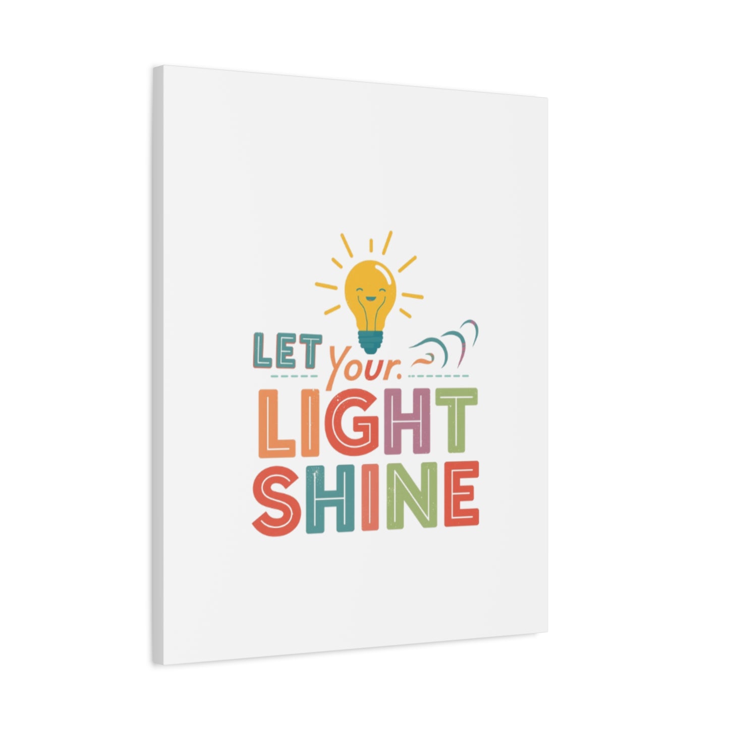 Let Your Light Shine Canvas Print | Smiling Lightbulb Wall Art