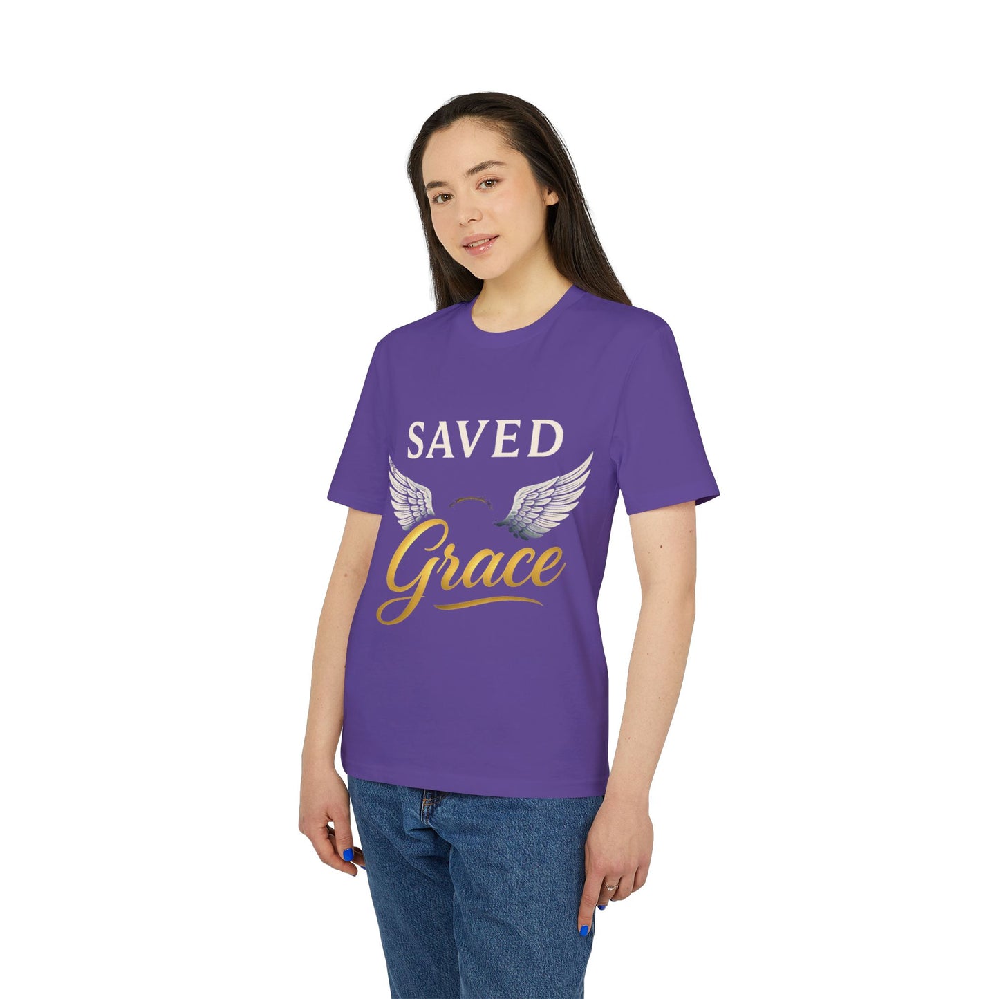 Faith Graphic T-Shirt - Saved Grace with Wings - Christian Gift