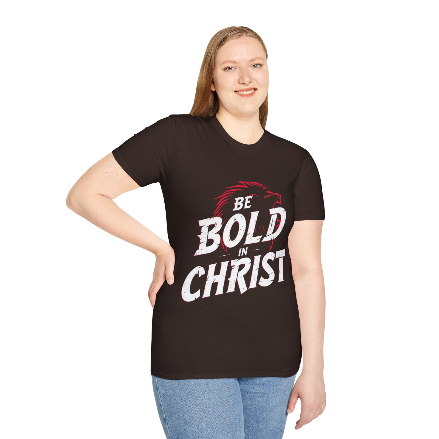 Be Bold in Christ T-Shirt | Christian Faith Tee, Lion Silhouette Typography