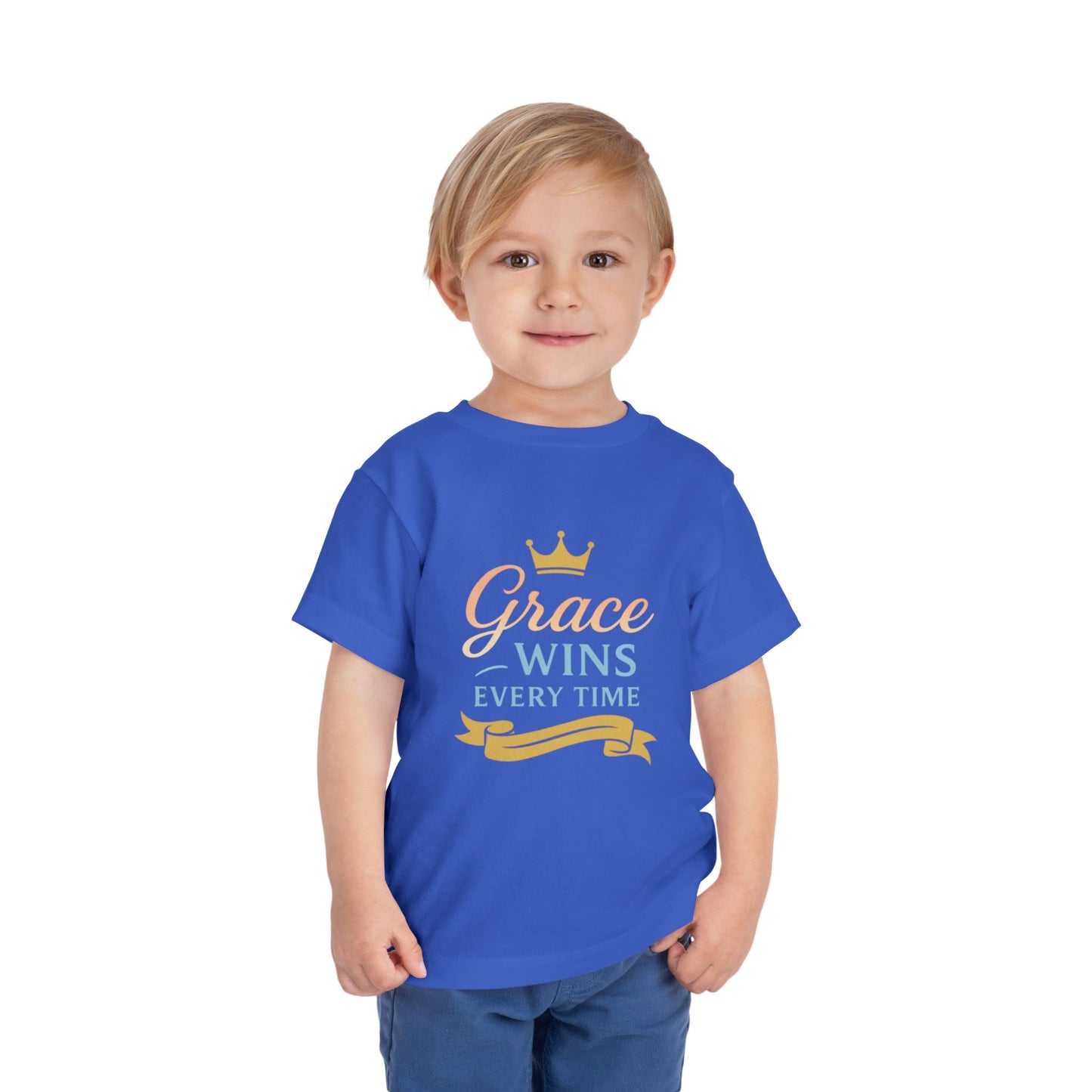 Toddler Short Sleeve Tee - "Grace Wins Every Time" Inspirational Kids T-Shirt, Perfect for Birthdays, Playdates, Baby Showers, Gifts, [...]